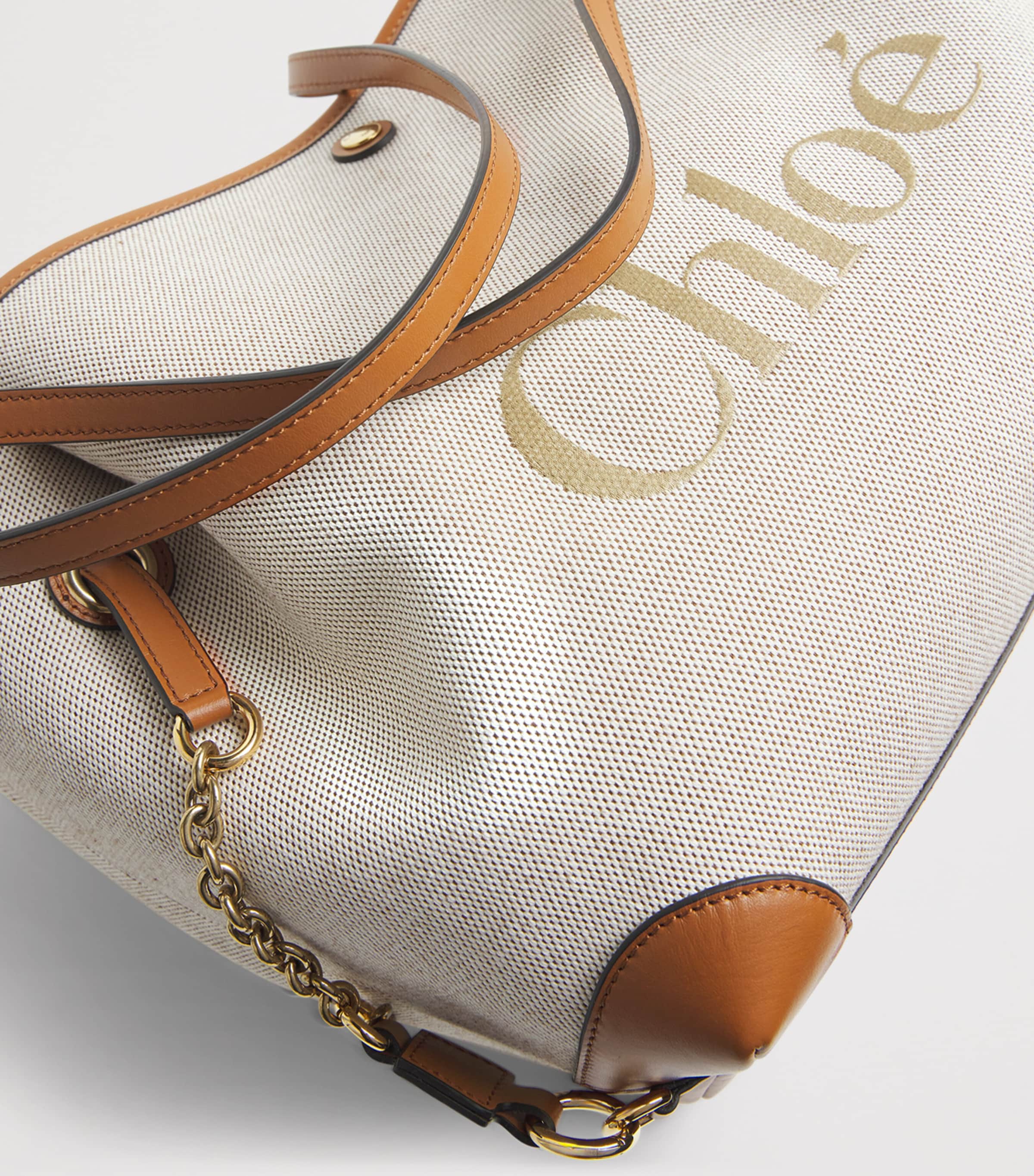 Chloé Canvas Clover Carry Tote Bag Clay Brown Image 5