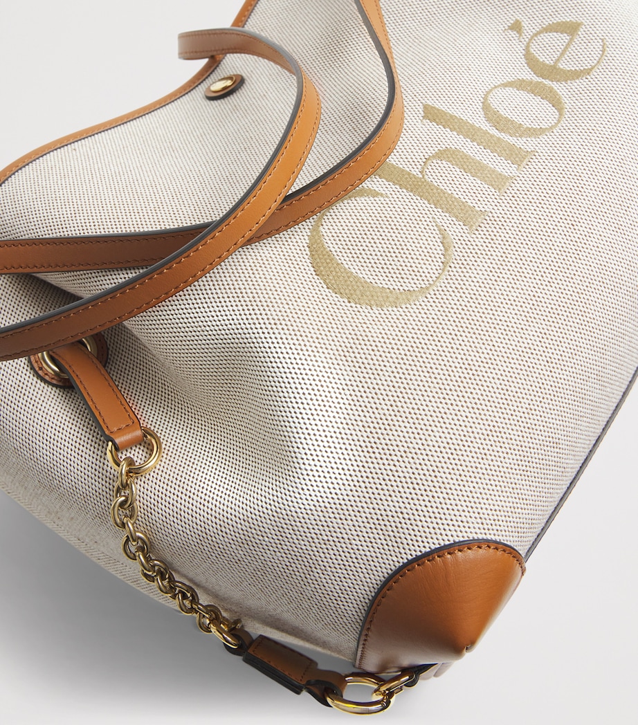 Chloé Canvas Clover Carry Tote Bag Clay Brown Image 5