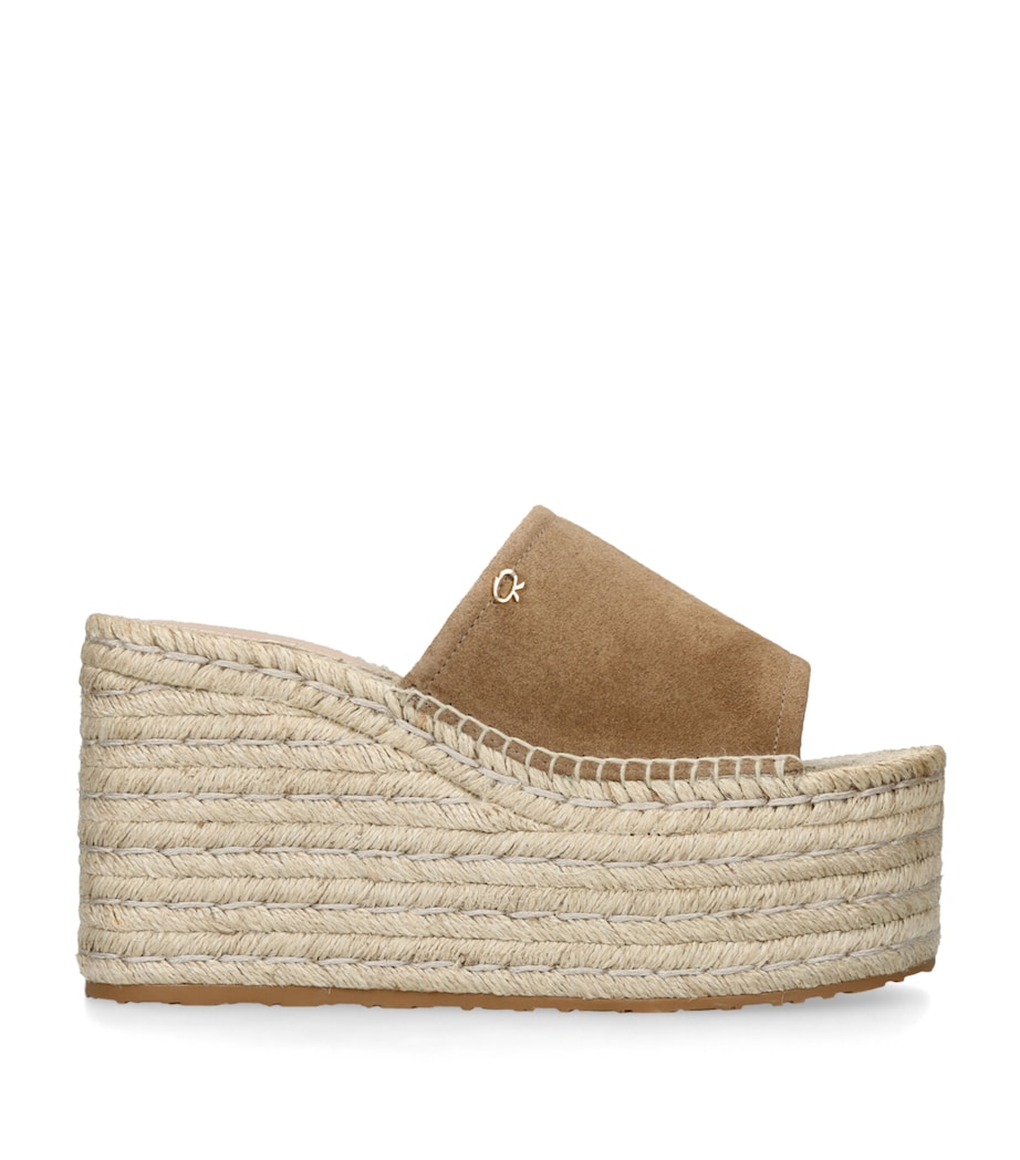Gianvito Rossi Suede Wedge Sandals 40 Camel Image 1