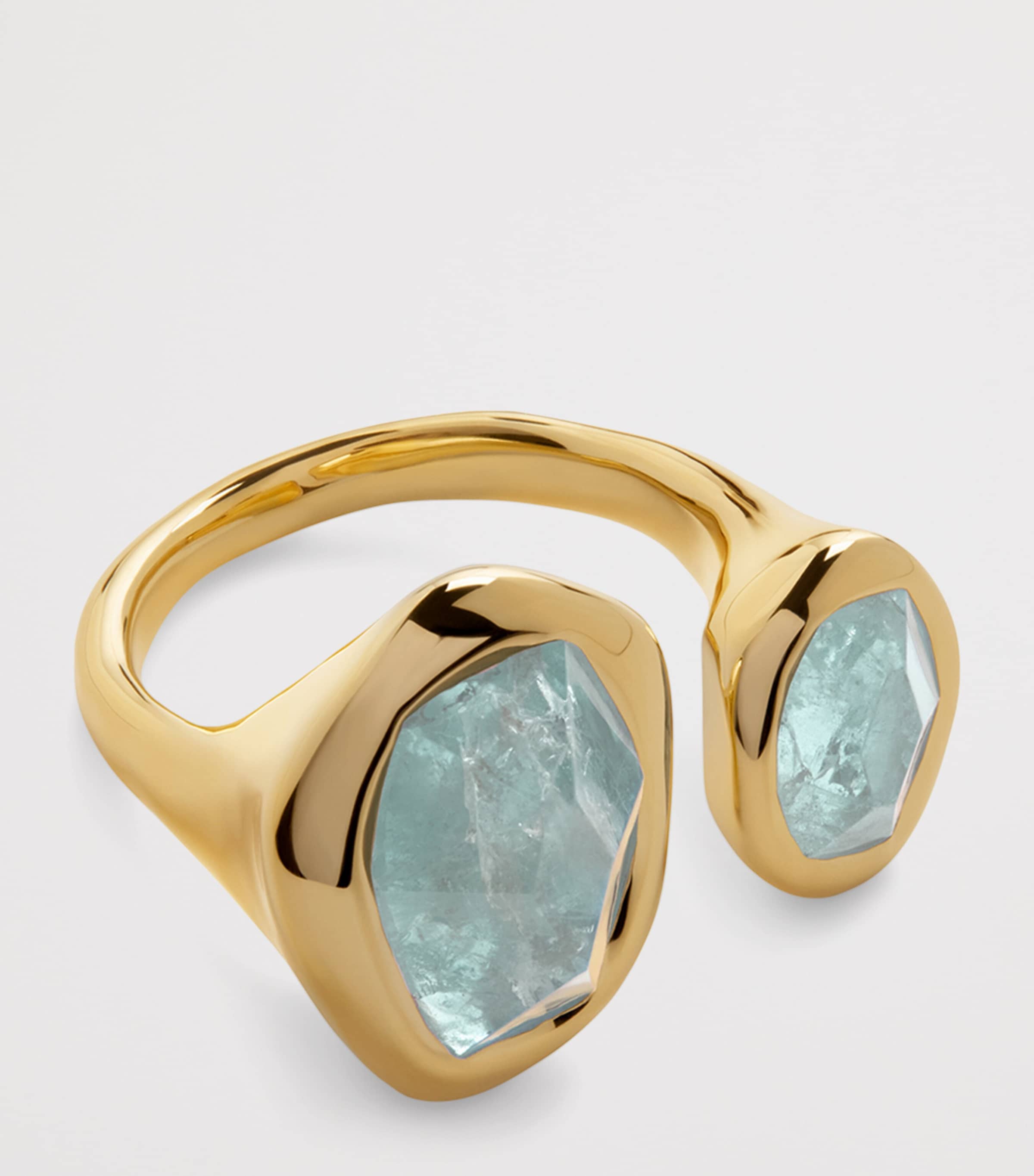 Monica Vinader Gold Vermeil and Aquamarine Odyssey Open Ring