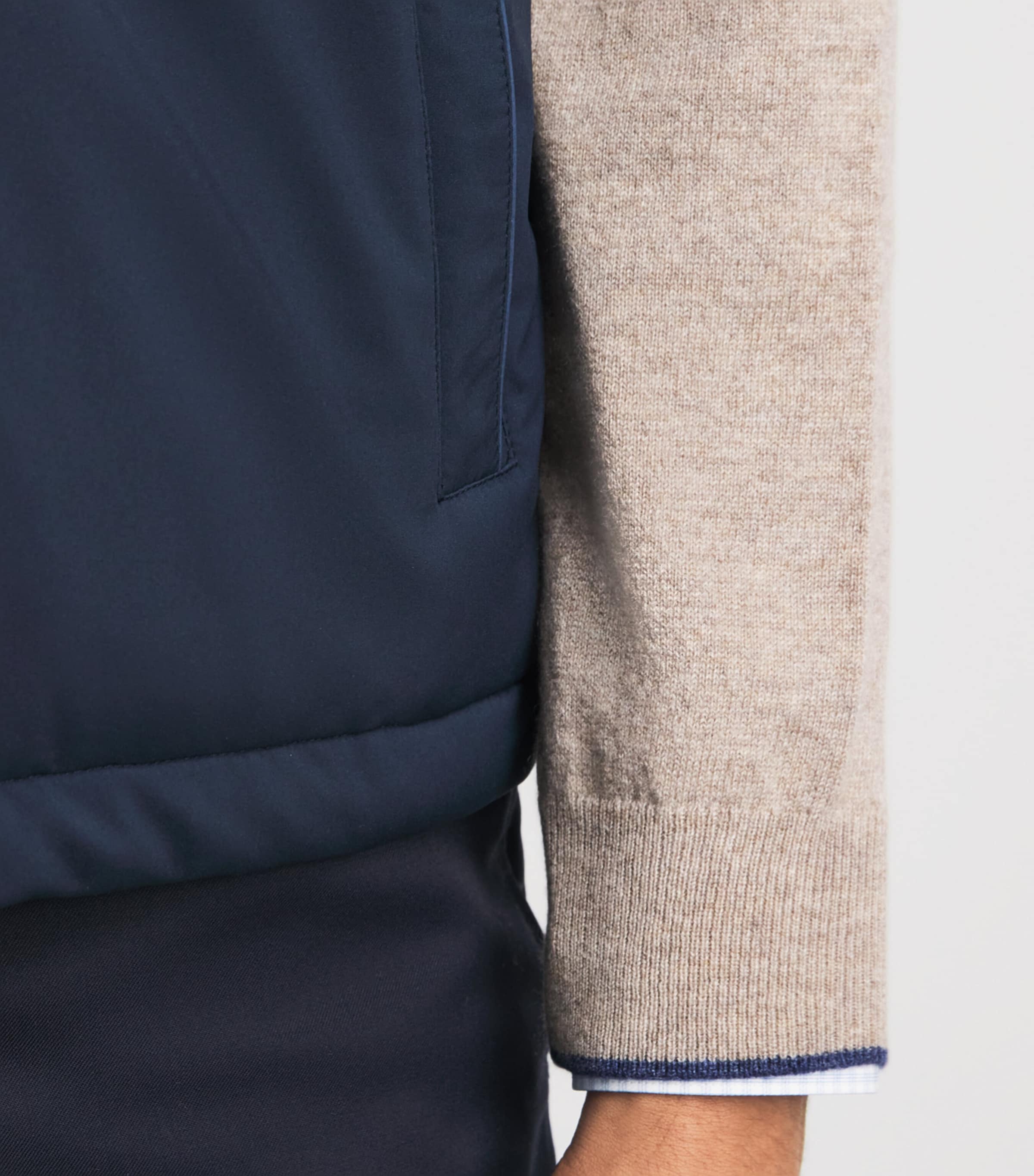 Paul & Shark Mens Cashmere Quarter-Zip Sweater Dove Grey Image 3