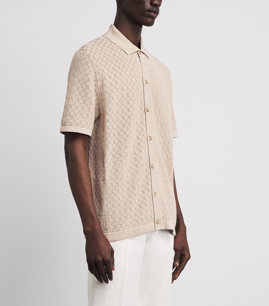 BOSS Mens Jacquard Short-Sleeve Shirt Open Beige Image 4