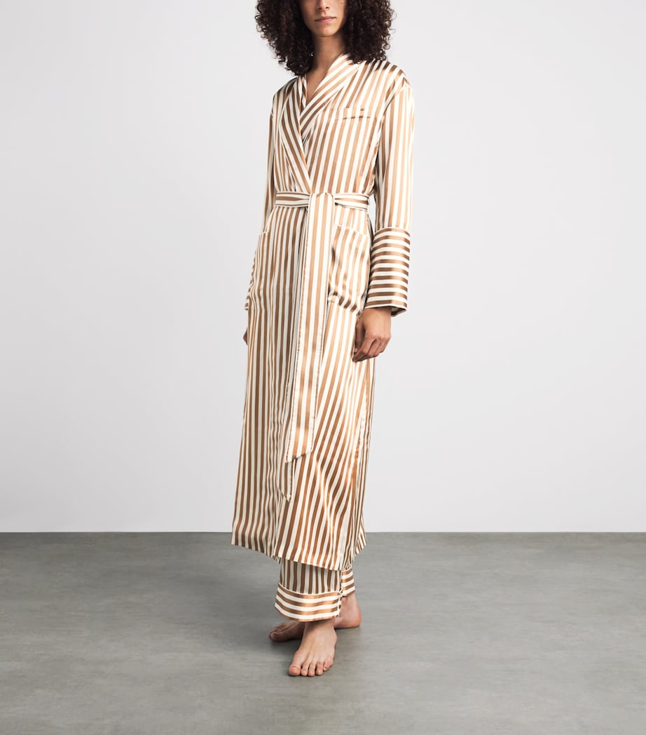 Olivia von Halle Womens Silk Capability Stripe Robe Solene Image 2