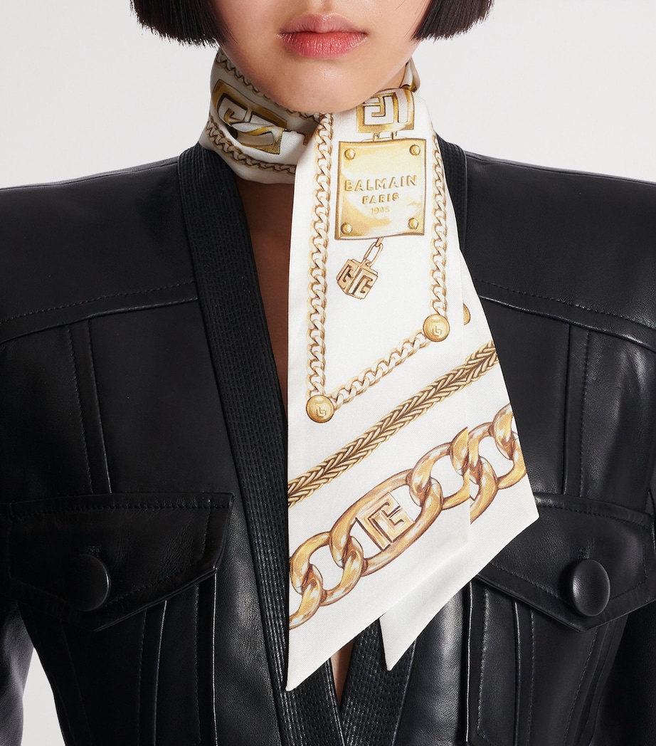 Silk Chain Print Scarf GAD BLANC/OR Image 2