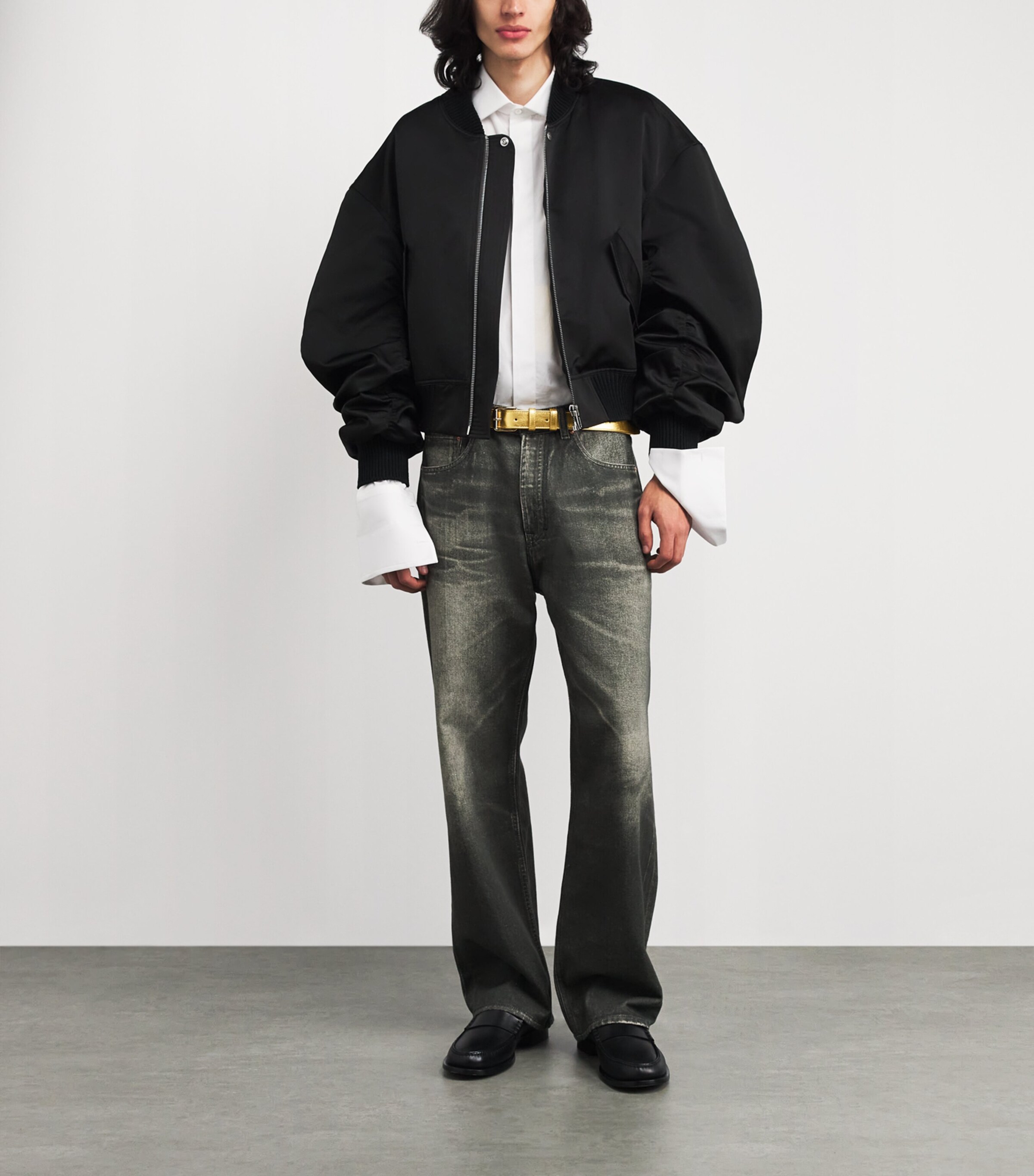 Comme Des Garçons Wallet Metallic Leather Buckle Belt Gold Image 4