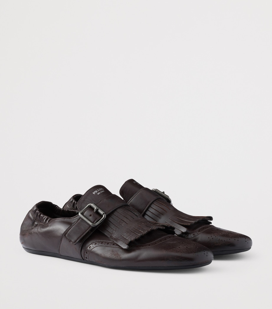 Calf Leather Fringed Monk-Strap Shoes F0003 Image 2
