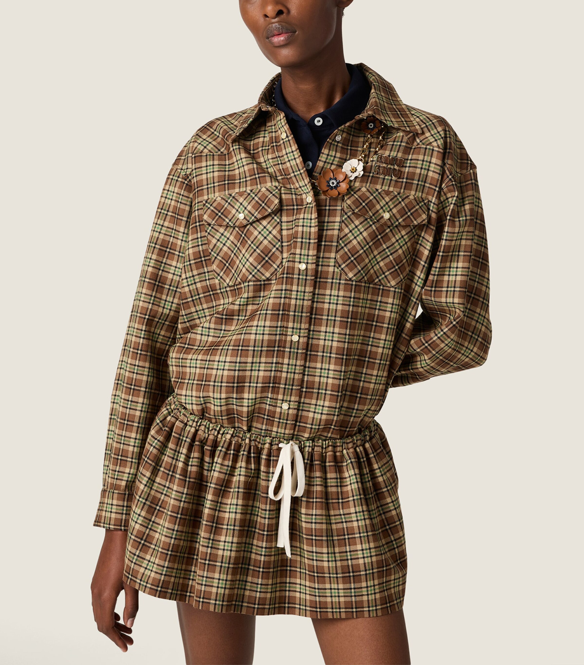 Wool Plaid Mini Skirt F0C59 Image 2