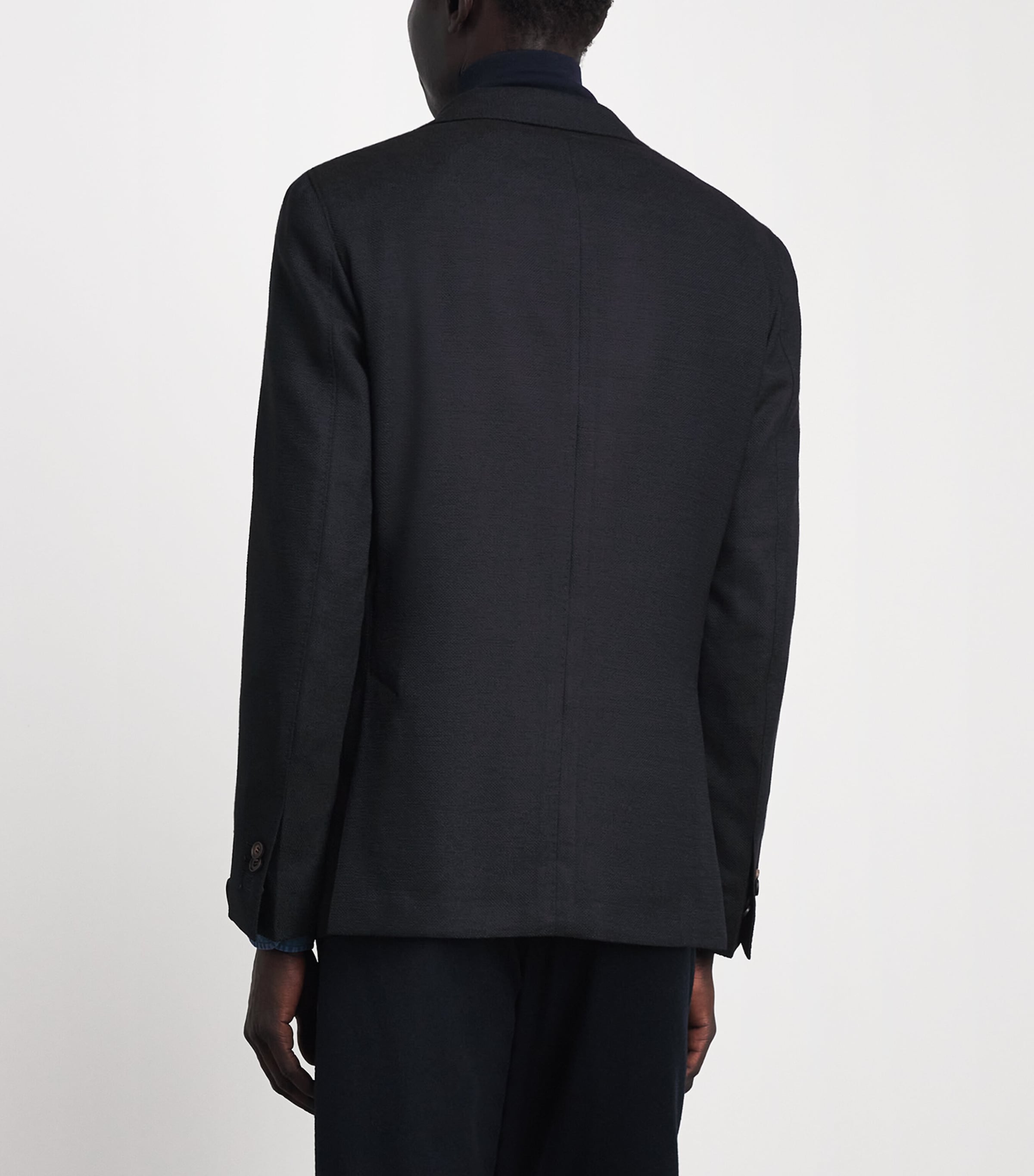 Corneliani Mens Stretch-Wool Detachable-Insert Blazer Dark Blue Image 5