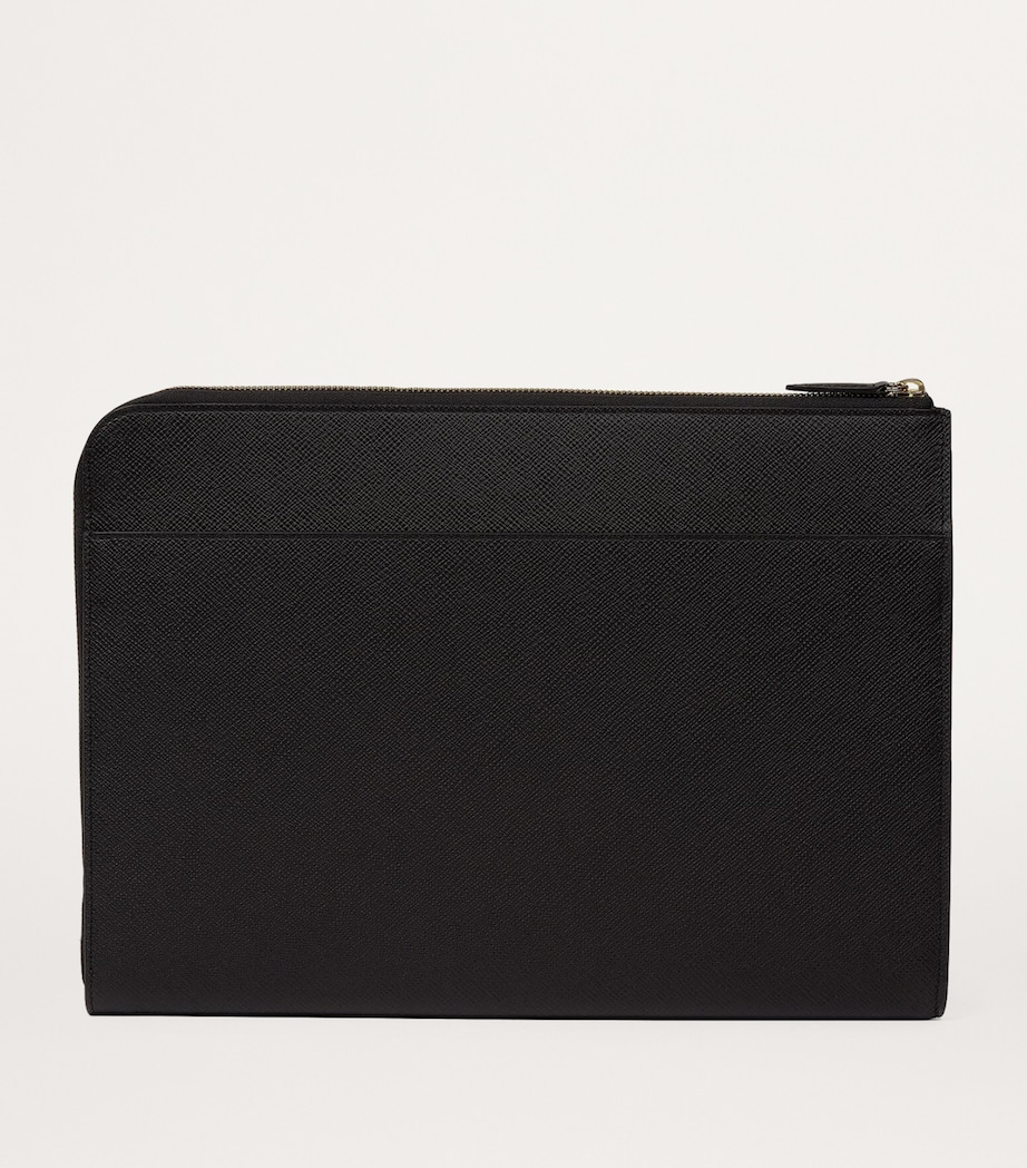 Smythson Small Panama Leather Laptop Case Black Image 2