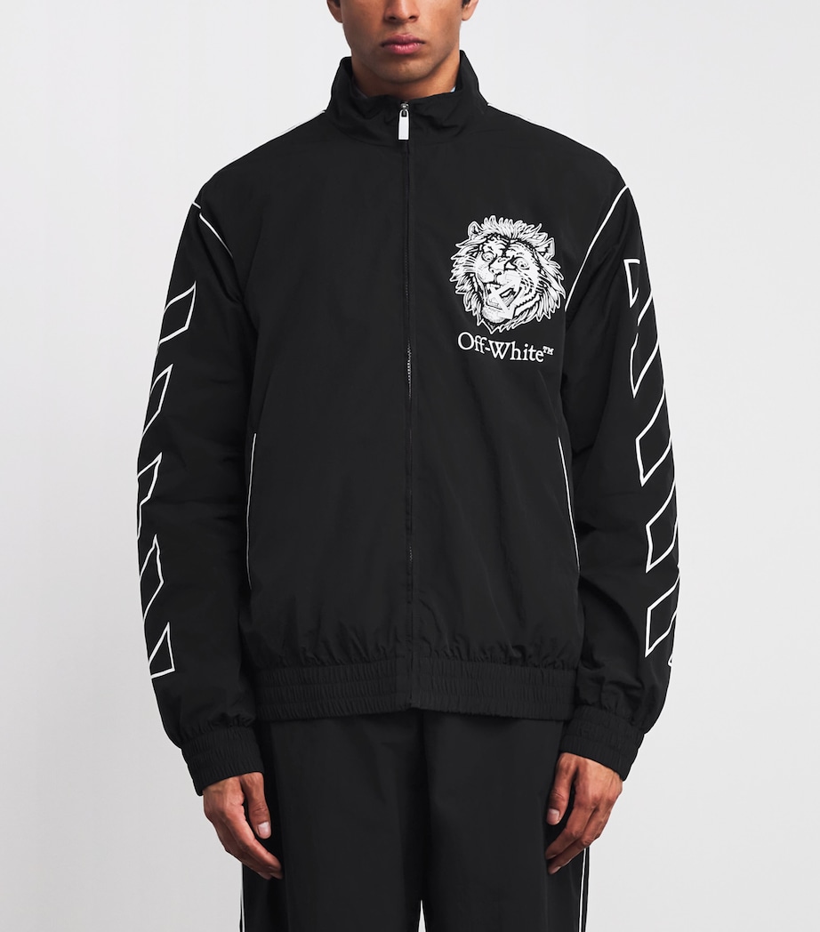 Lion Print Track Jacket BLACK-WHITE Image 2