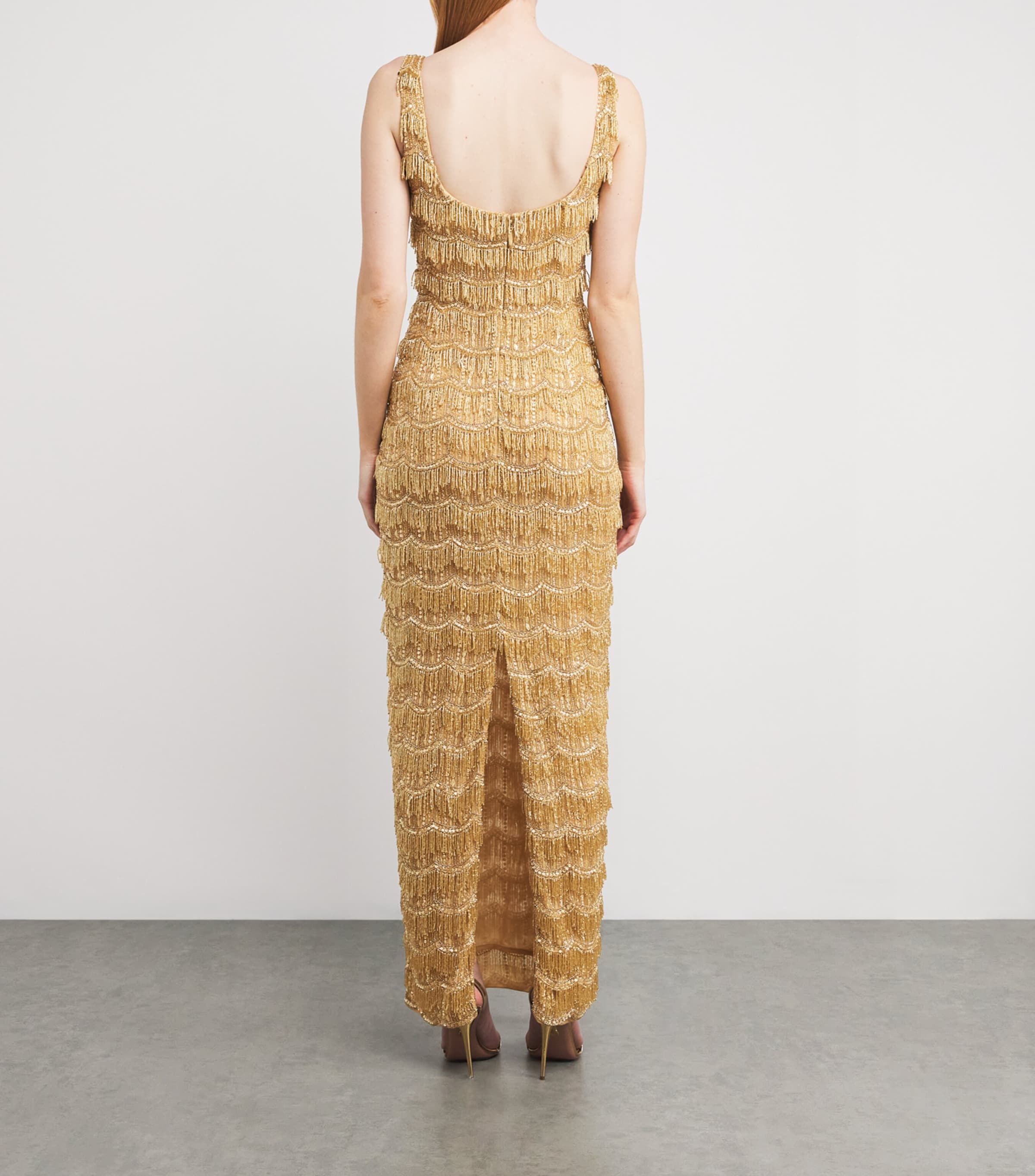 Rachel Gilbert Womens Square-Neck Sadie Gown Gold Image 3