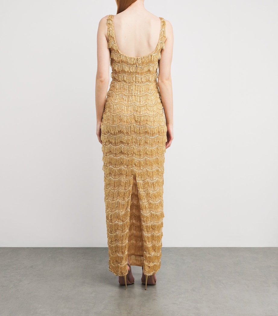 Rachel Gilbert Womens Square-Neck Sadie Gown Gold Image 3