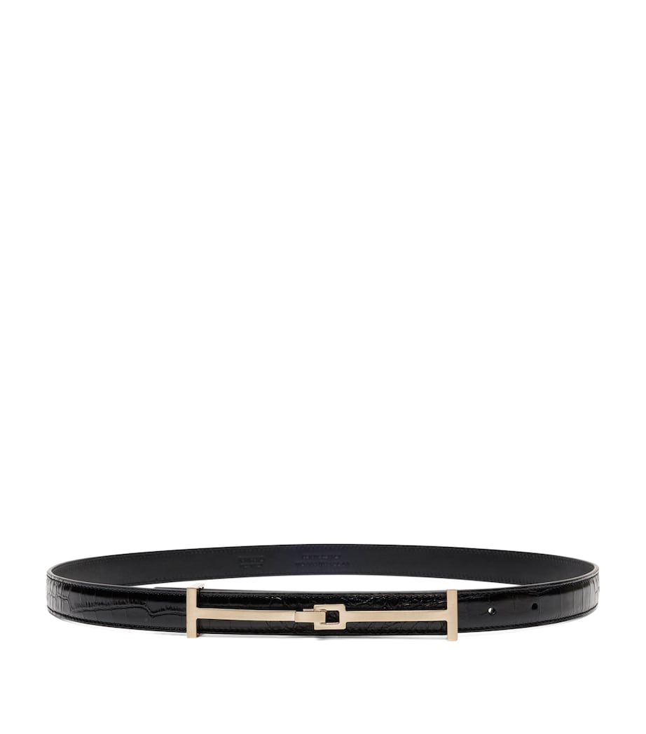 TOM FORD Croc-Embossed Leather Arc Belt Naa Image 1