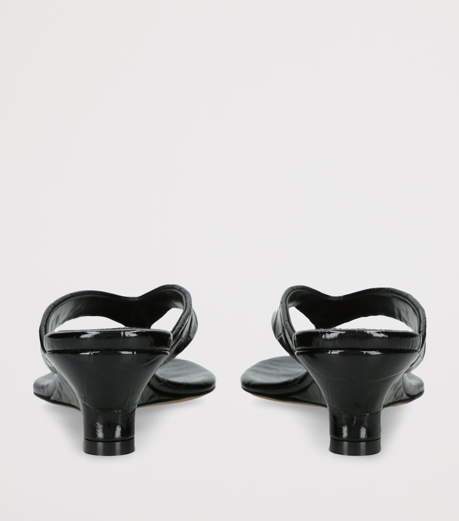 Le Monde Beryl Leather Micro Wedge Sandals 40 Black Image 2