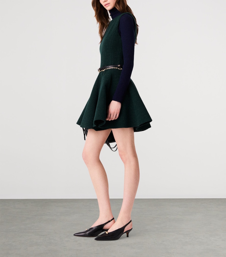 Maje Womens Tweed Sleeveless Mini Dress Bottle Green Image 3