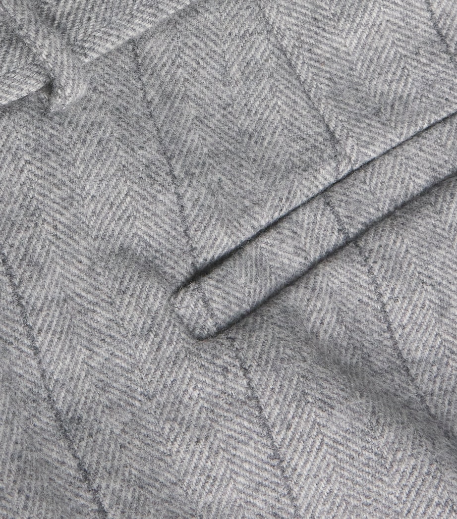 Wool-Blend Herringbone Straight Trousers GREY Image 5