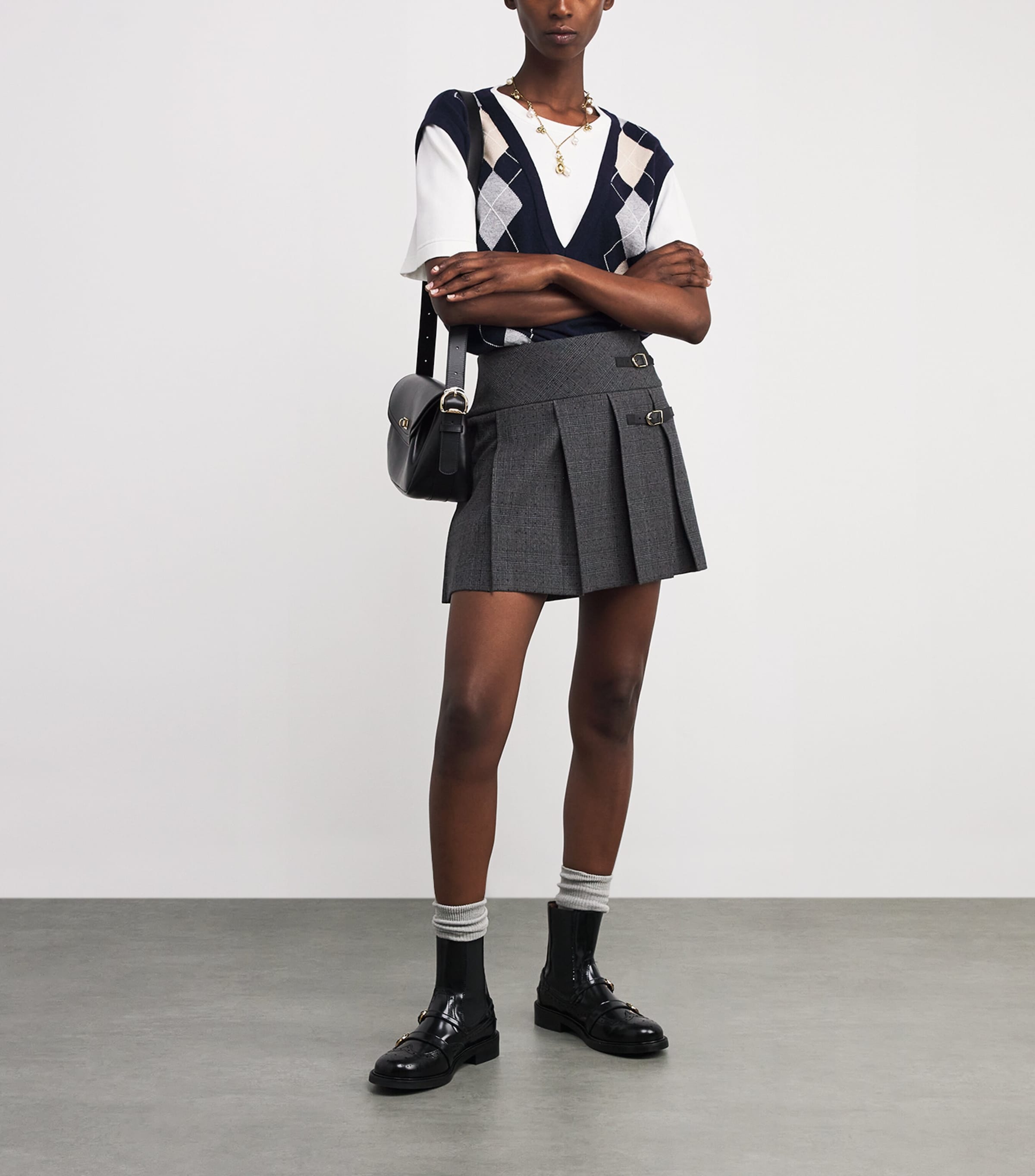 Tweed Embellished Mini Skirt GREY / BROWN Image 2