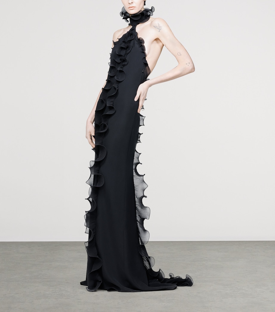 TOM FORD Womens Silk Crepe Ruffle Maxi Dress Naa Image 2