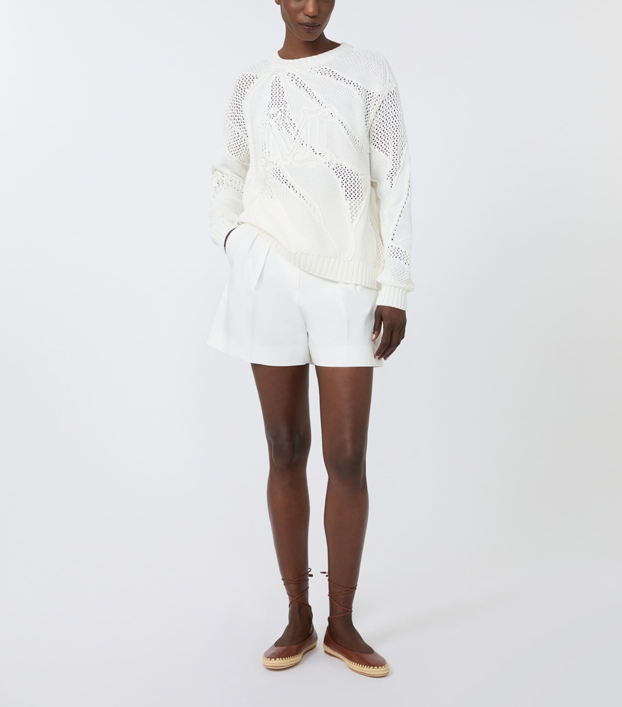 Max Mara Womens Crochet Logo Sweater White Image 4