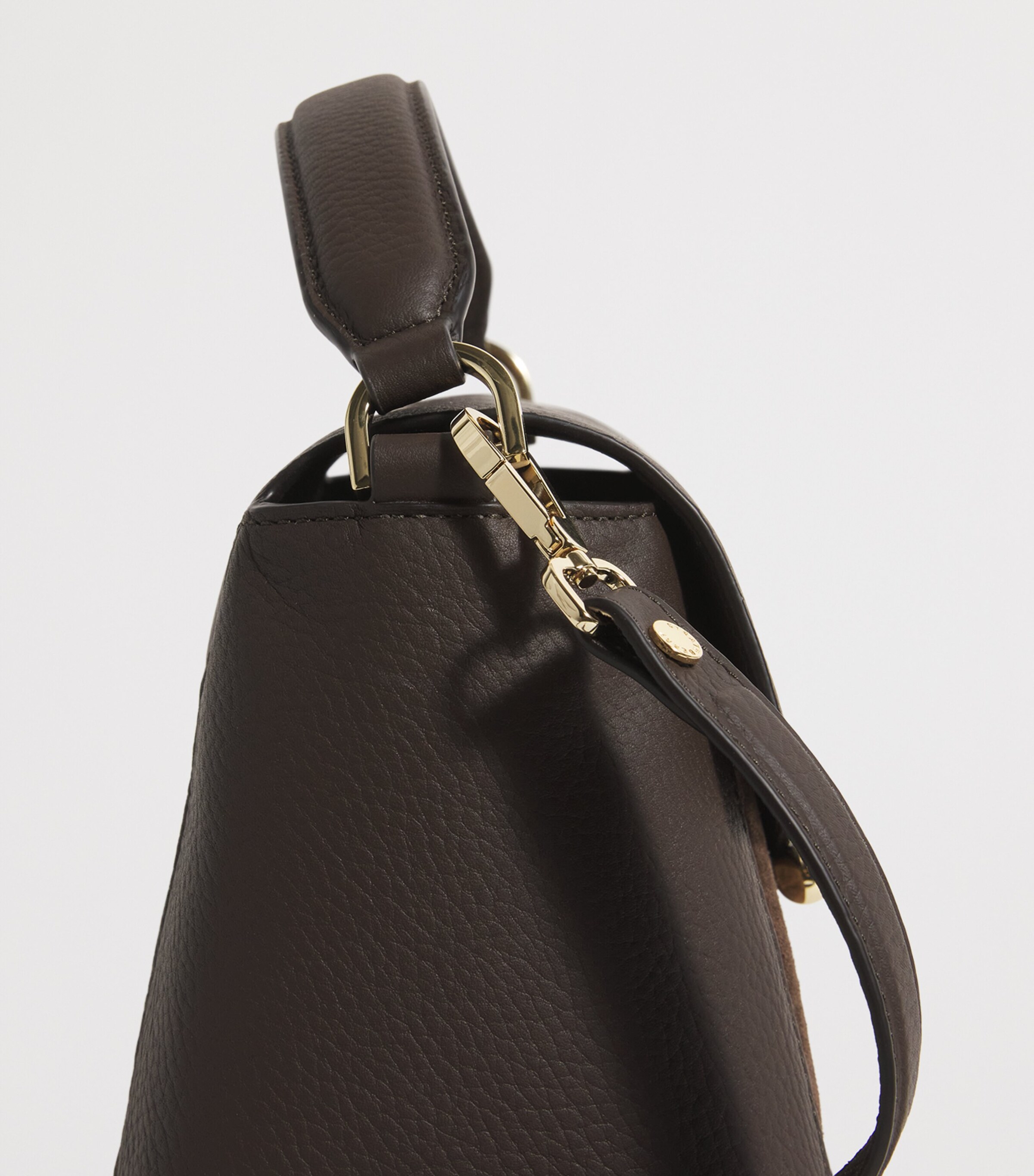 Strathberry Leather Mosaic Top-Handle Bag Dark Chocolate Image 6