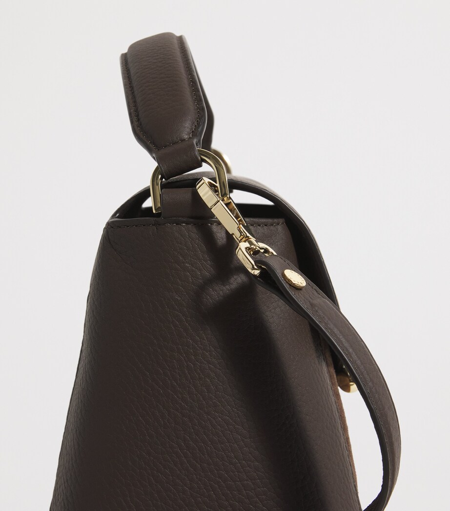 Strathberry Leather Mosaic Top-Handle Bag Dark Chocolate Image 6
