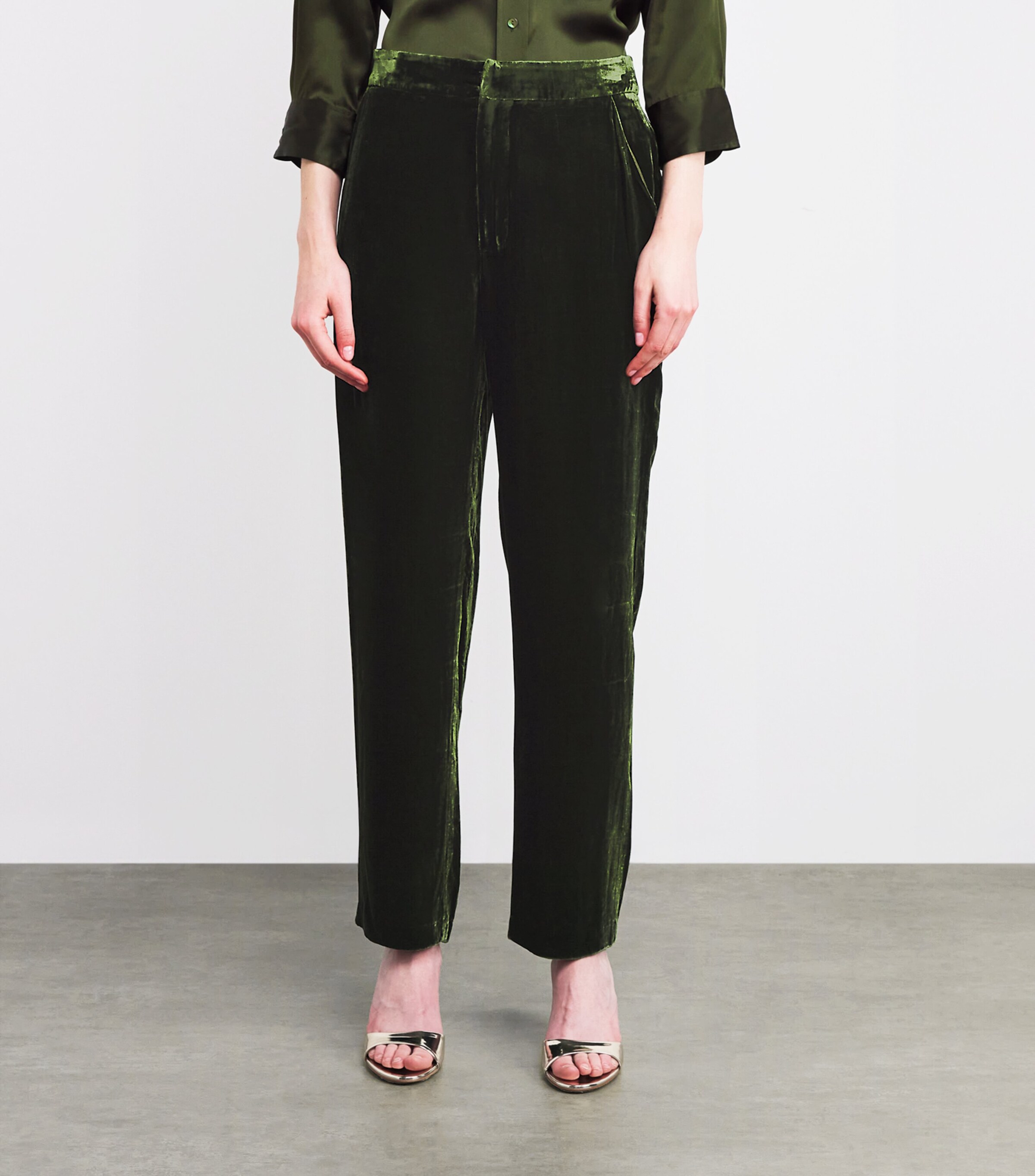 Velvet Rebel Straight Trousers DEEP OLIVE DEOL Image 3