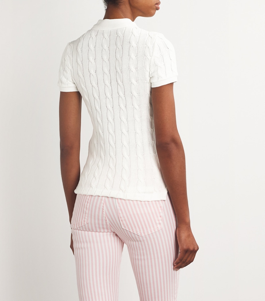 Cable-Knit Polo Shirt WHITE Image 4