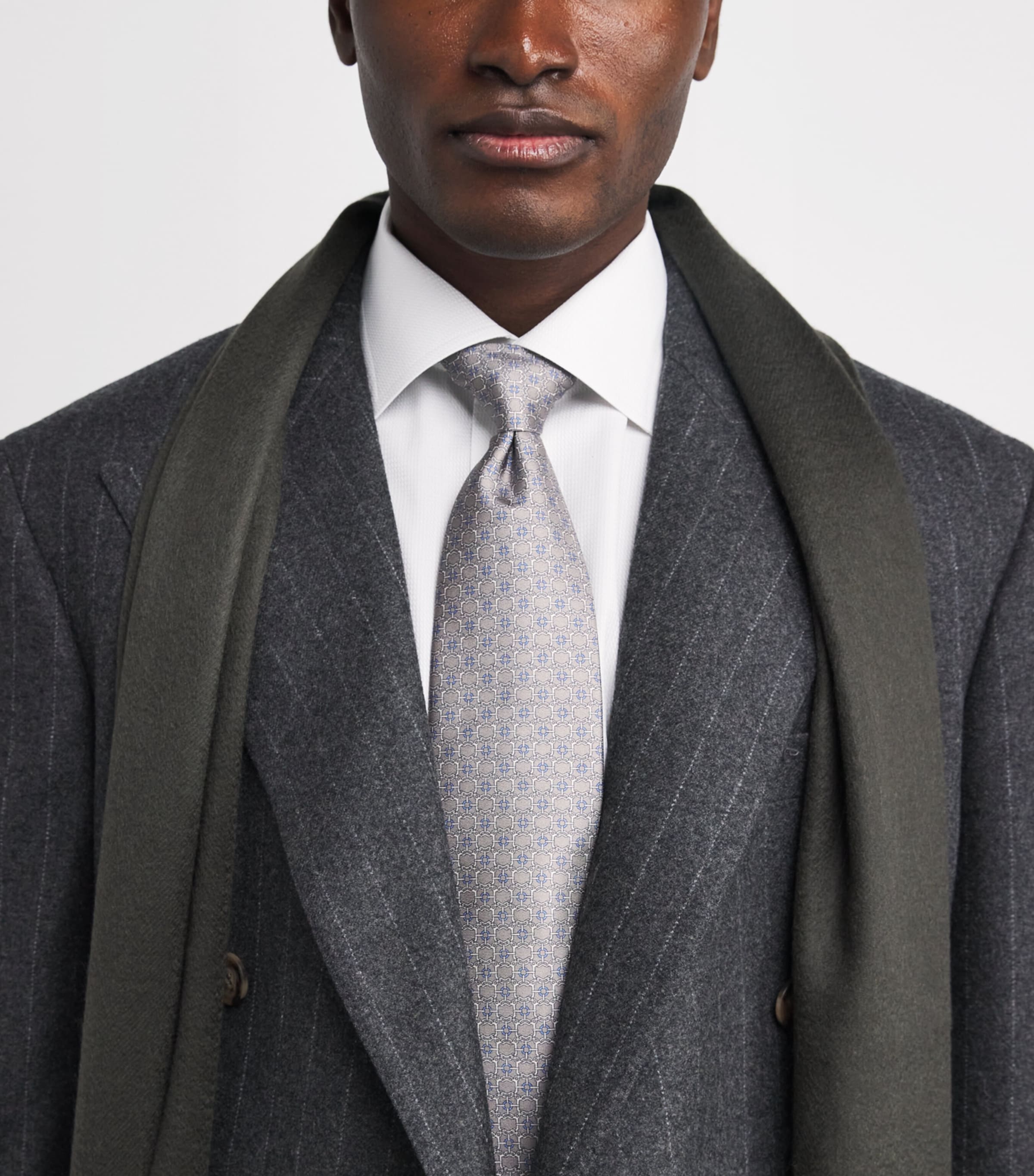 Silk Chain Print Tie 34 NAVY BLUE Image 2