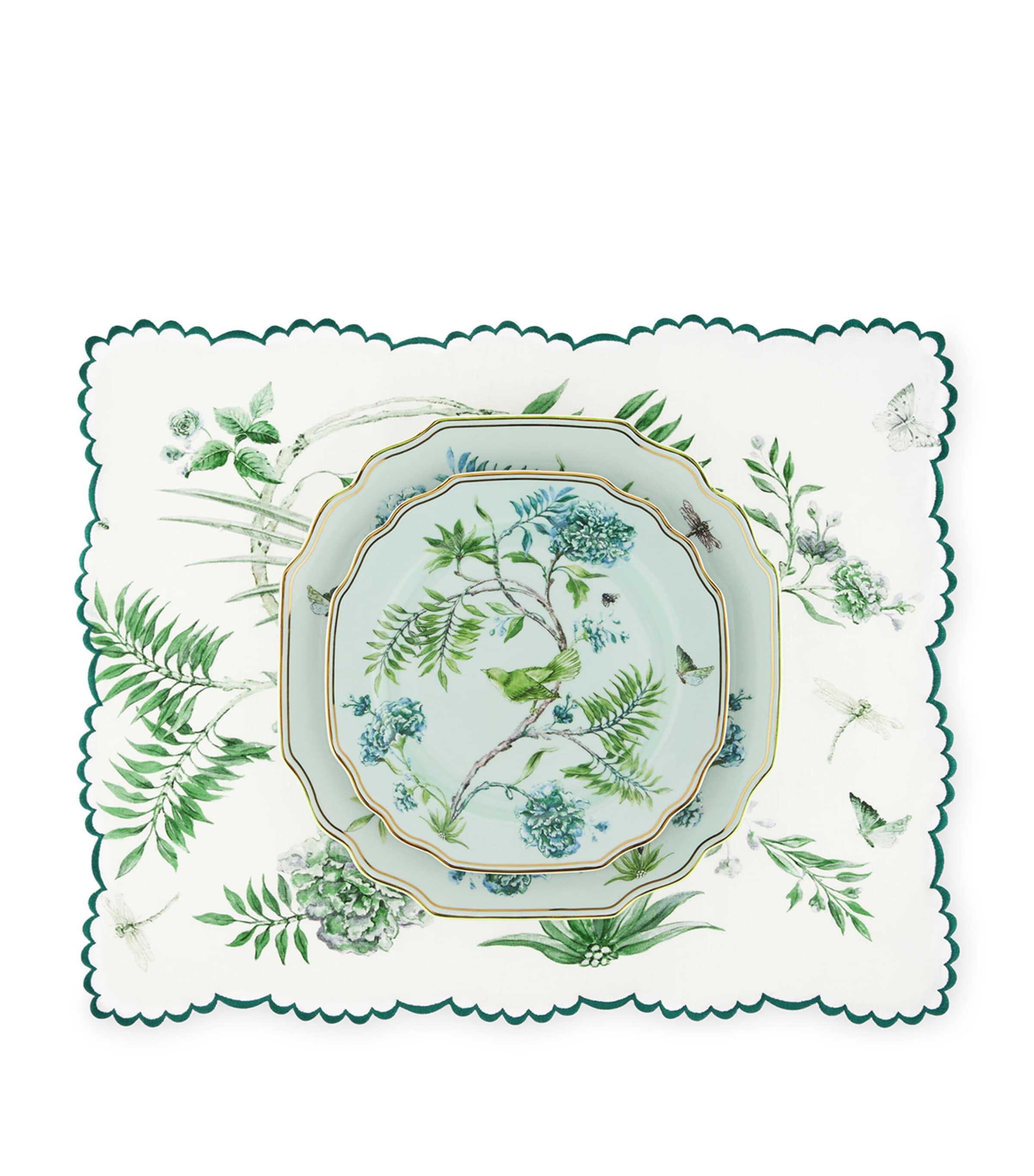 Linen Secret Garden Placemat (35cm x 50cm) KELLY GREEN Image 2