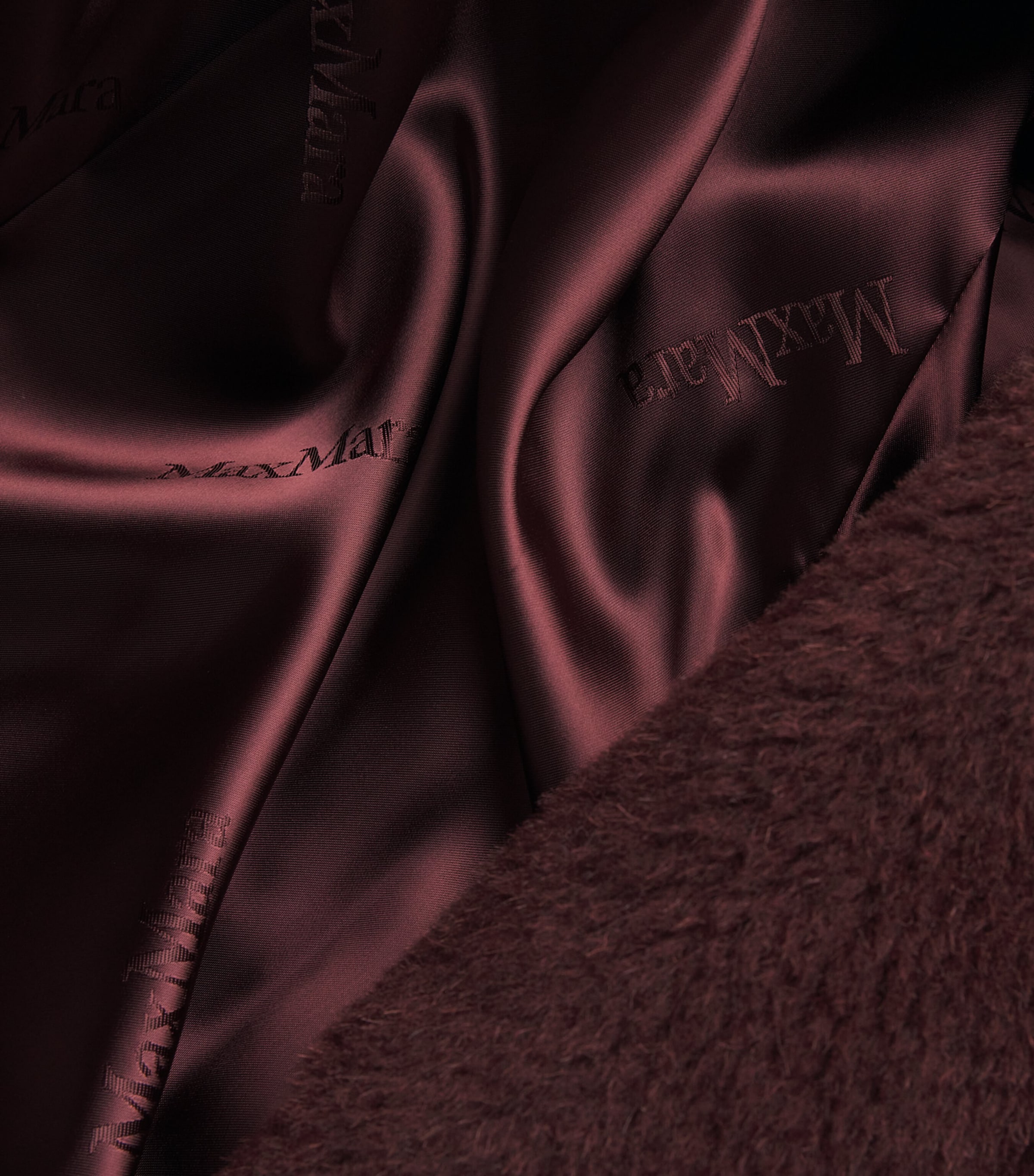 Wool-Silk Teddy Double-Breasted Coat CHERRY Image 5