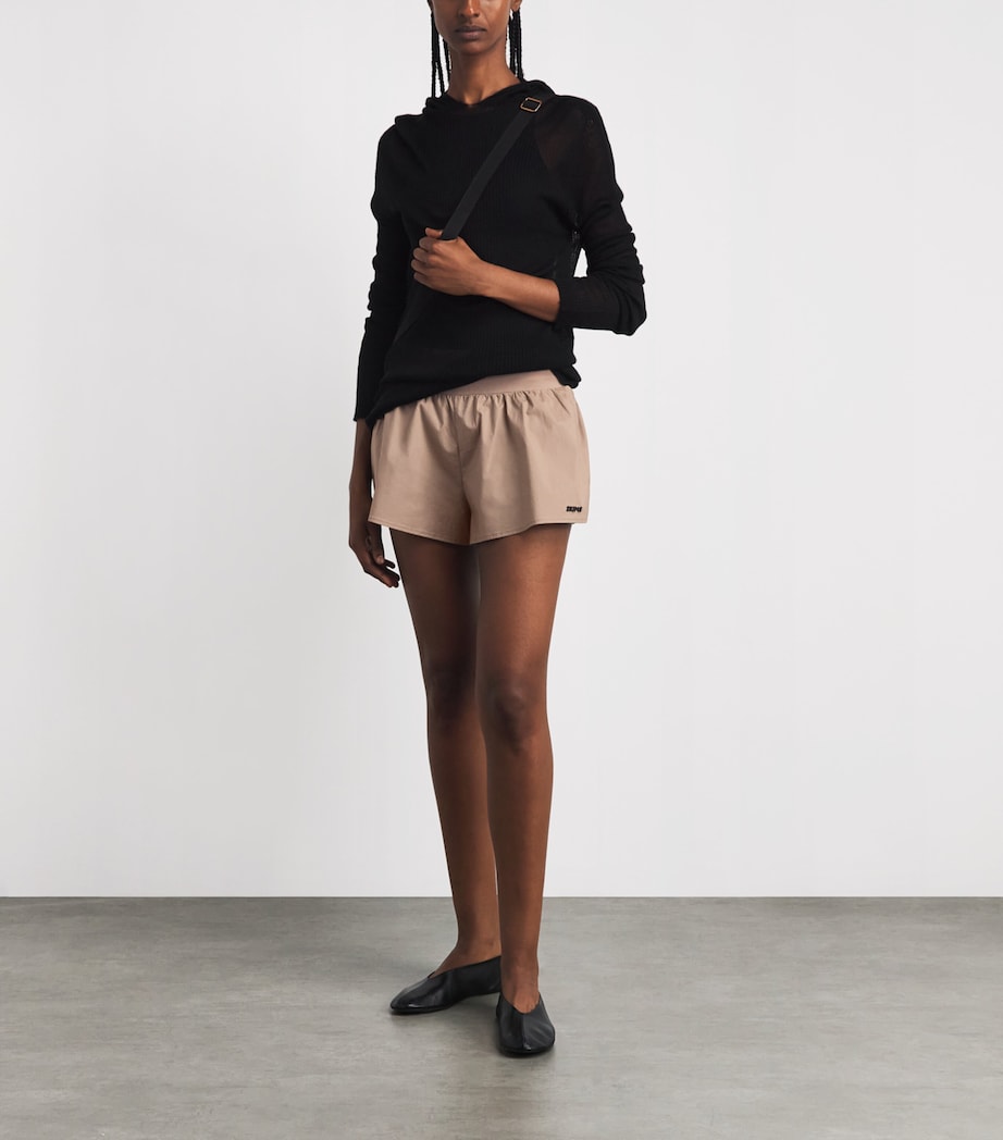Skims Womens Stretch-Cotton Woven Flutter Shorts Desert Image 2