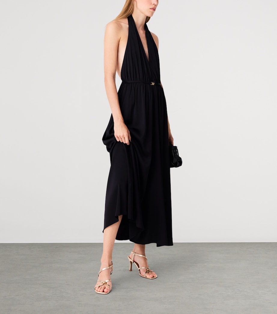 Maje Womens Plunge Halterneck Midi Dress Navy Image 5