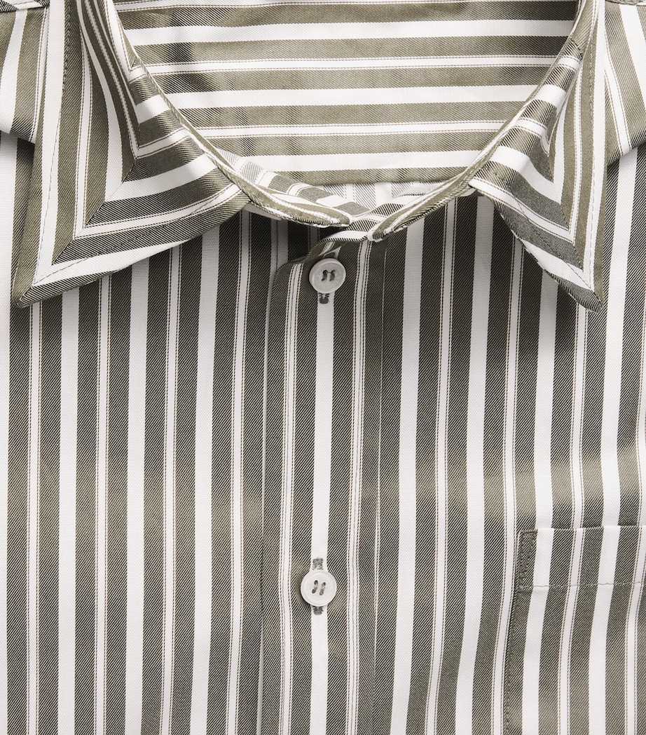 Victoria Beckham Womens Stripe Pocket-Detail Shirt Grn/wt Image 6