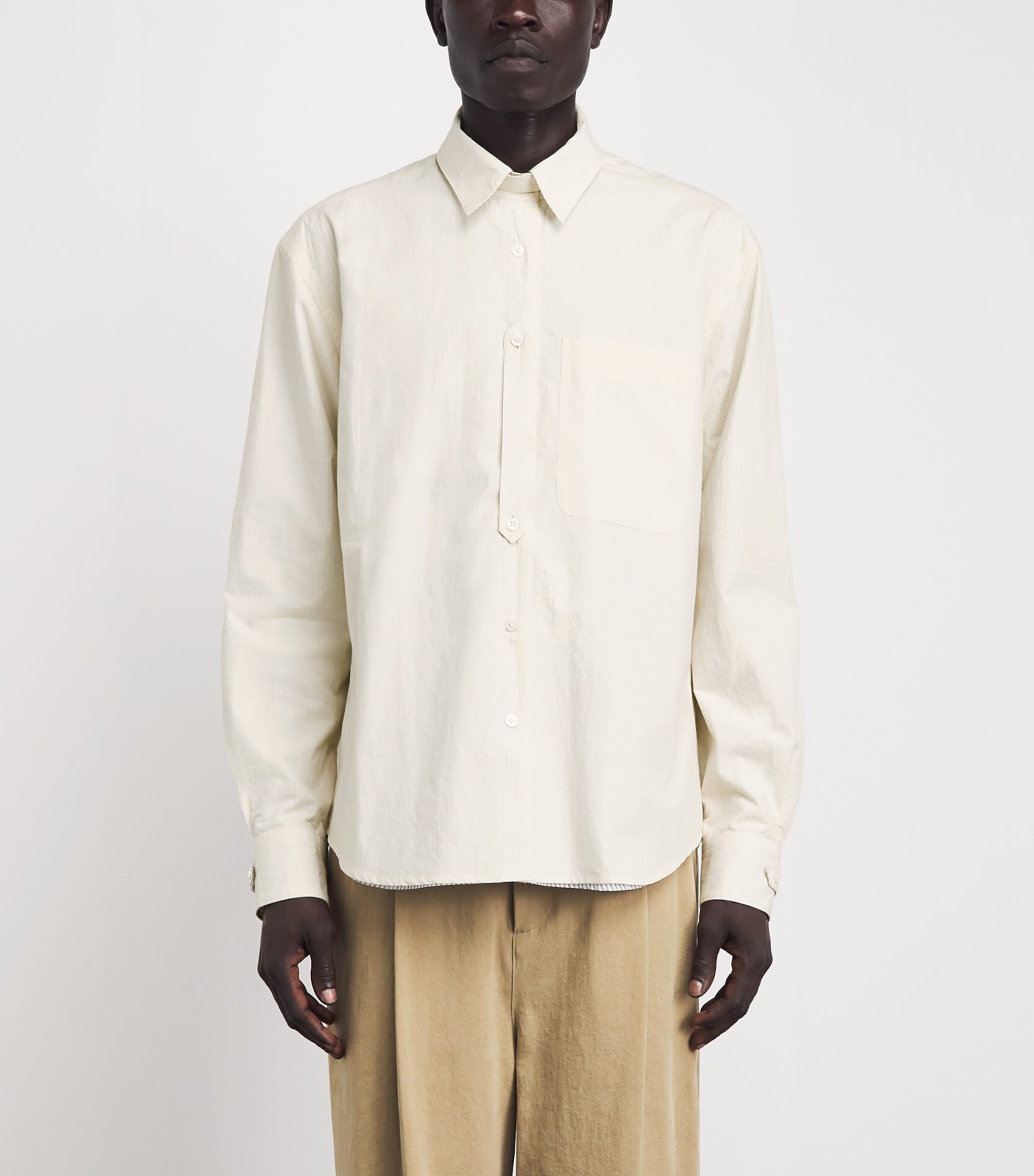 Craig Green Mens Cotton Reversible Shirt Ecru/ Double Stripe Image 4