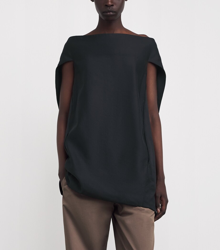 The Row Womens Pallenberg Ramie-Cotton Blouse Black Image 3