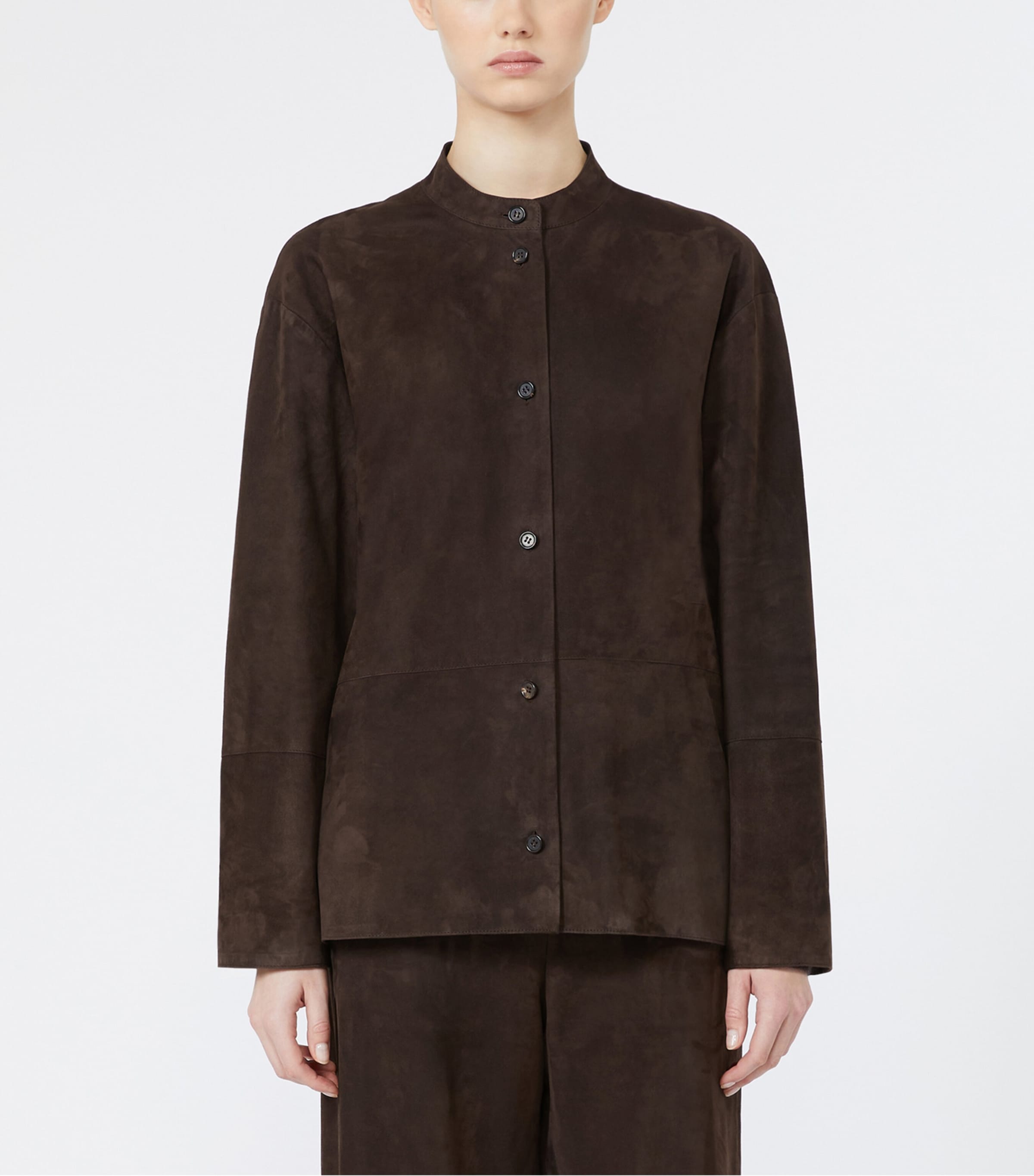 Max Mara Womens Suede Stand-Collar Jacket Brown Image 3