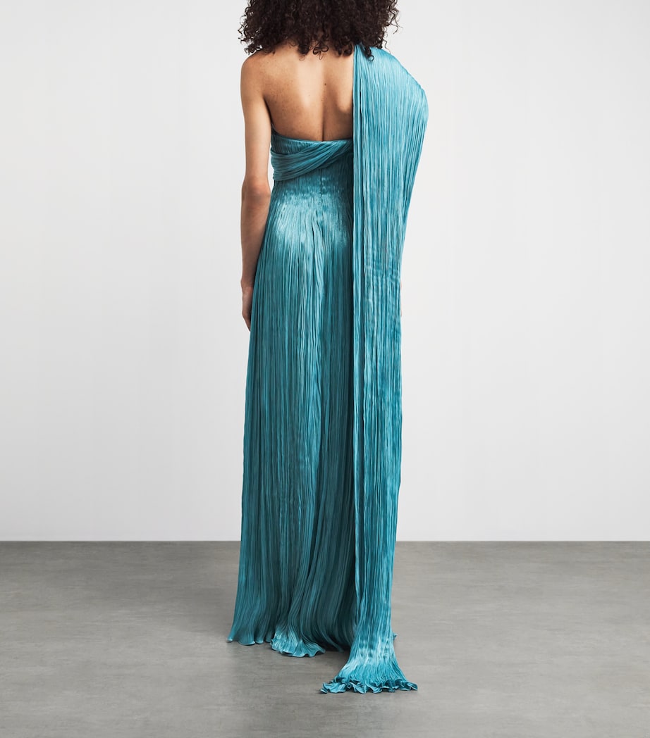 Marmar Halim Womens Taffeta Strapless Roseya Gown Blue Image 4
