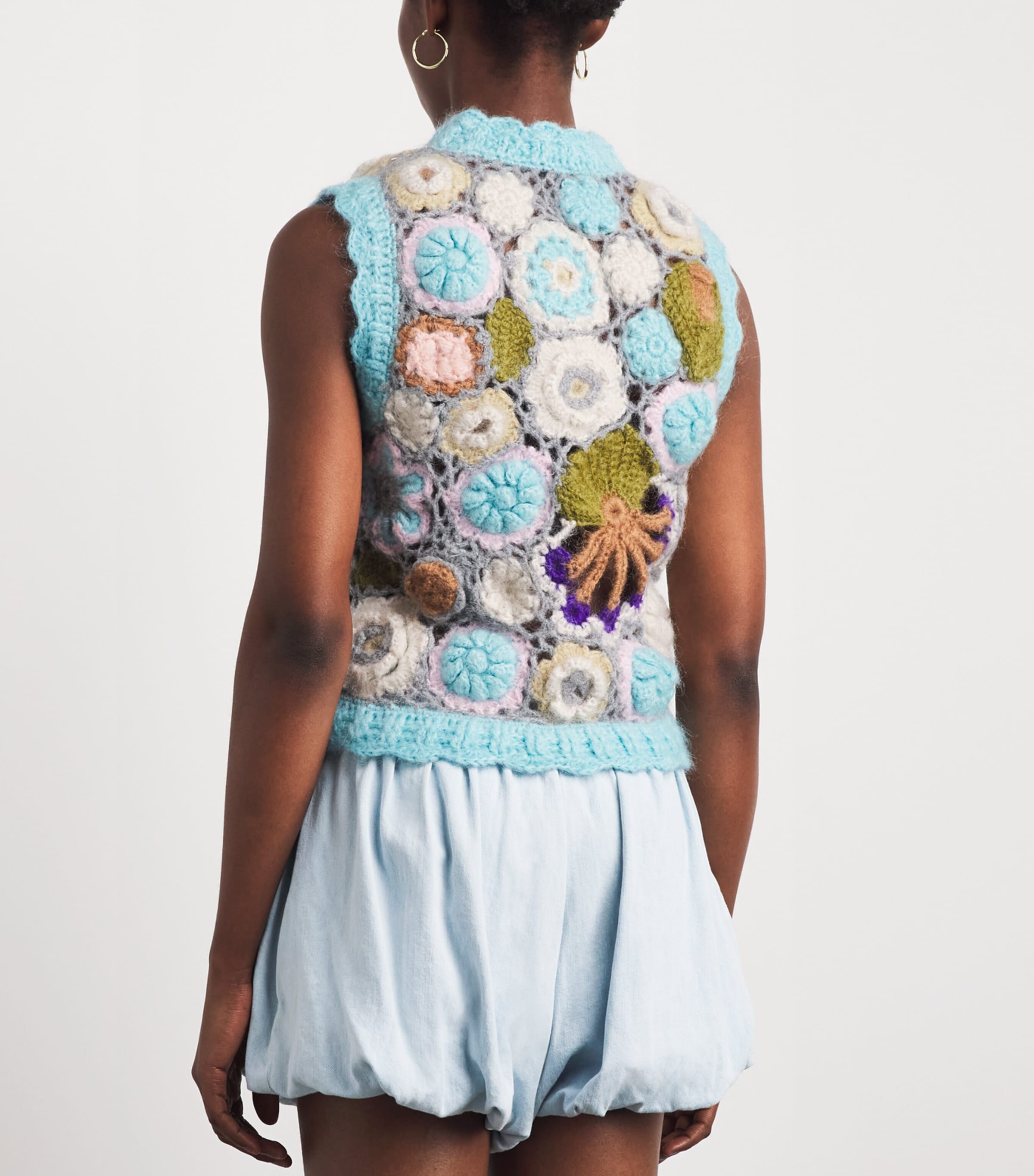 GANNI Womens Mohair-Blend Dreamy Floral Sweater Vest Multicolour Image 5