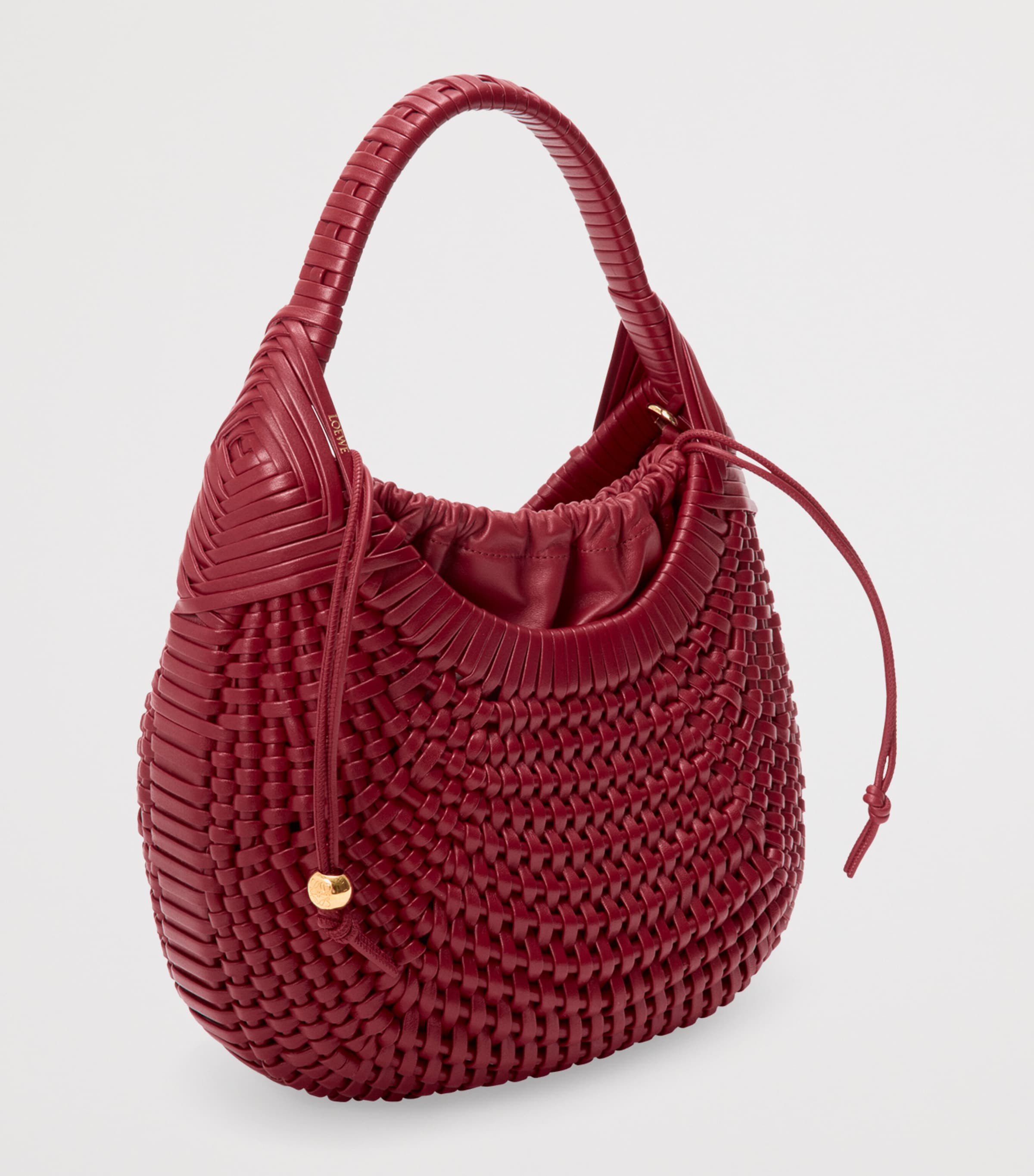 Leather Diamond Top-Handle Bag CHERRY Image 2