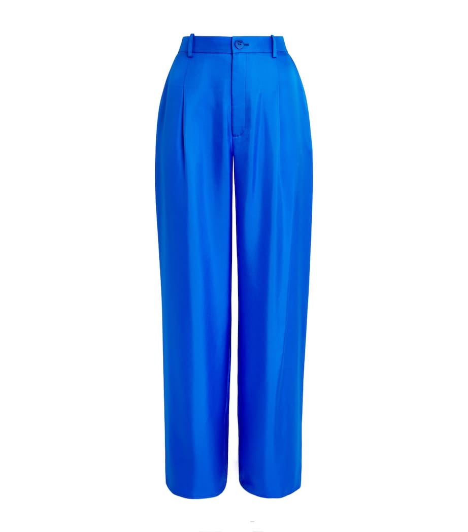 Silk Pleated Wide-Leg Trousers 437 ELECTRIC BLUE Image 1