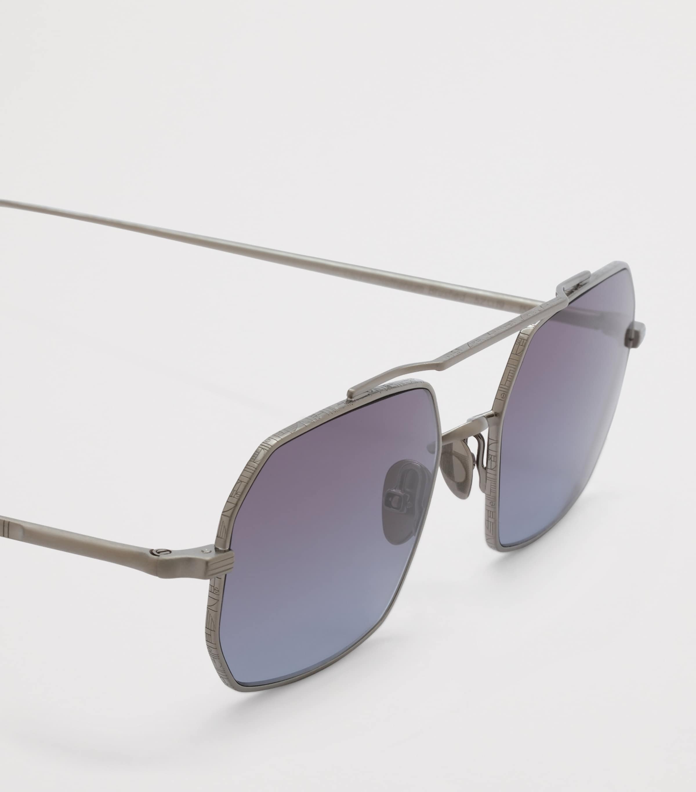 Ahlem Clovis Ruthenium Rectangle Sunglasses Ruthenium/ Blu Grad Image 3