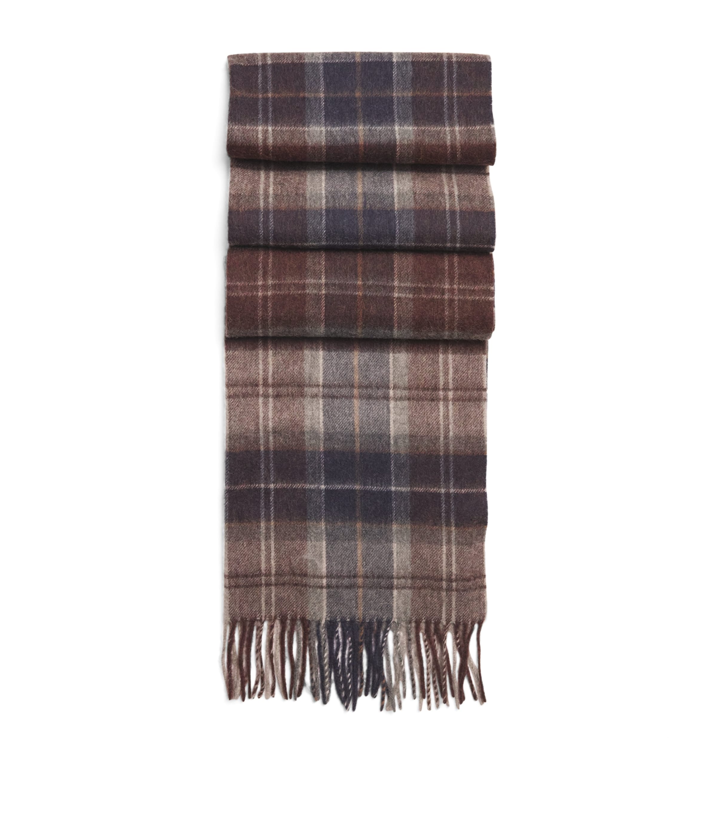 Barbour Wool-Cashmere Tartan Scarf Grey Midnight Tartan Image 1