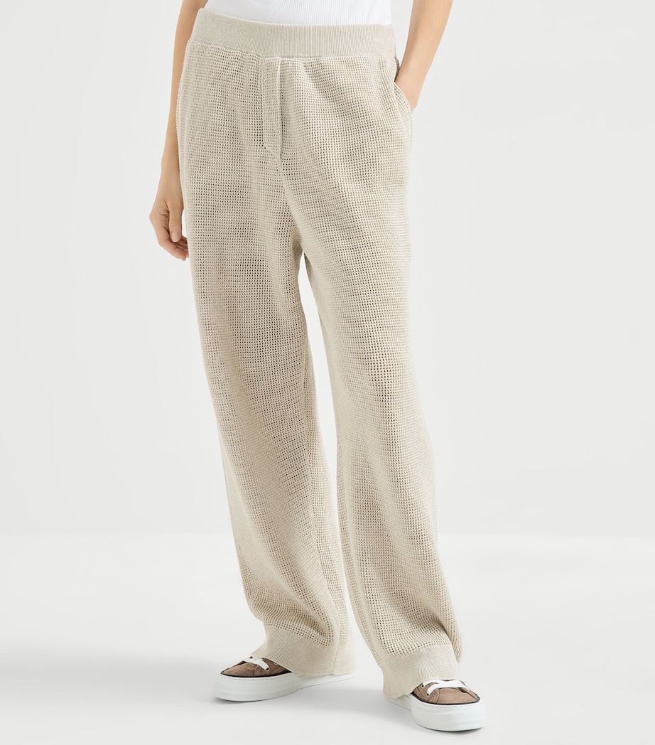Brunello Cucinelli Womens Cotton-Blend Knitted Trousers Image 2