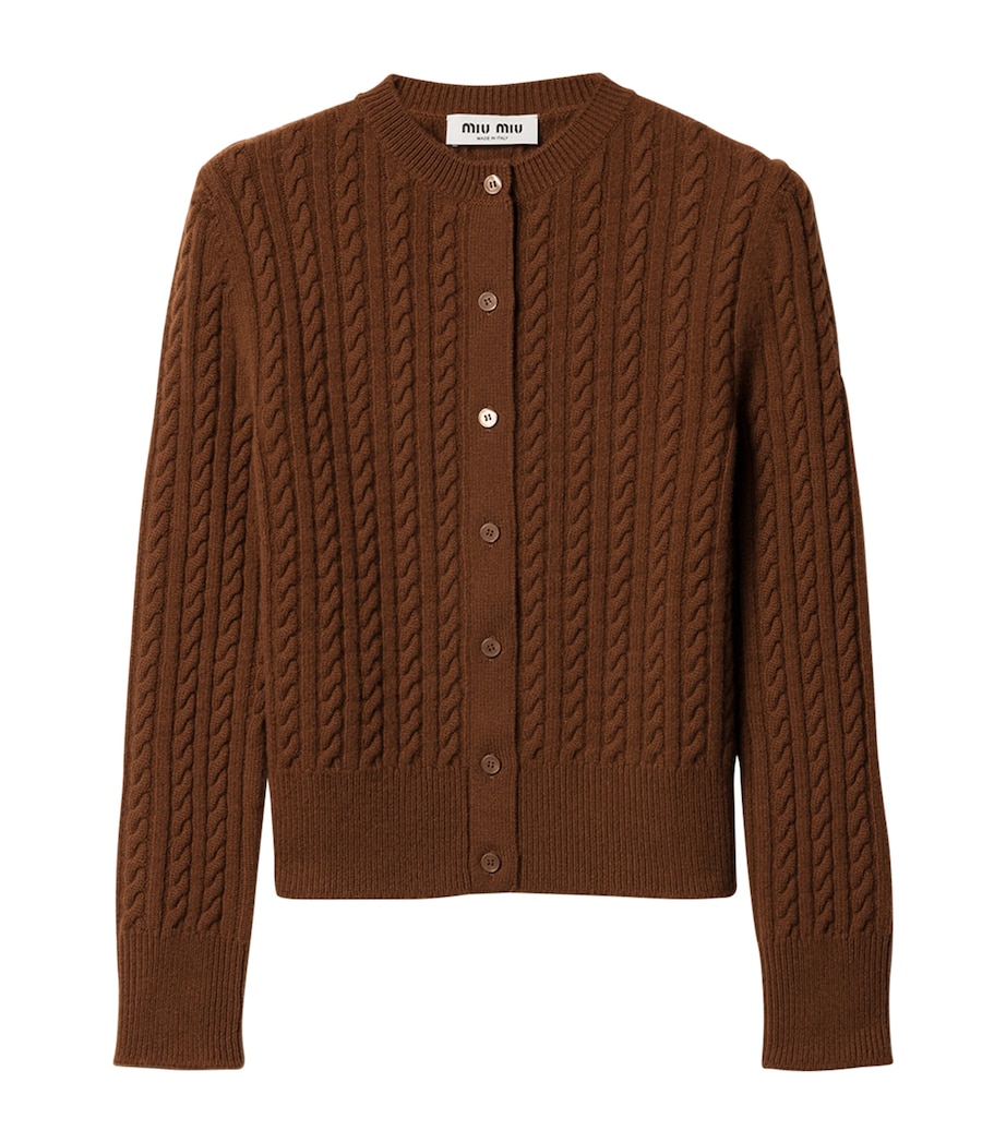 Miu Miu Womens Cashmere Cable-Knit Cardigan Image 1