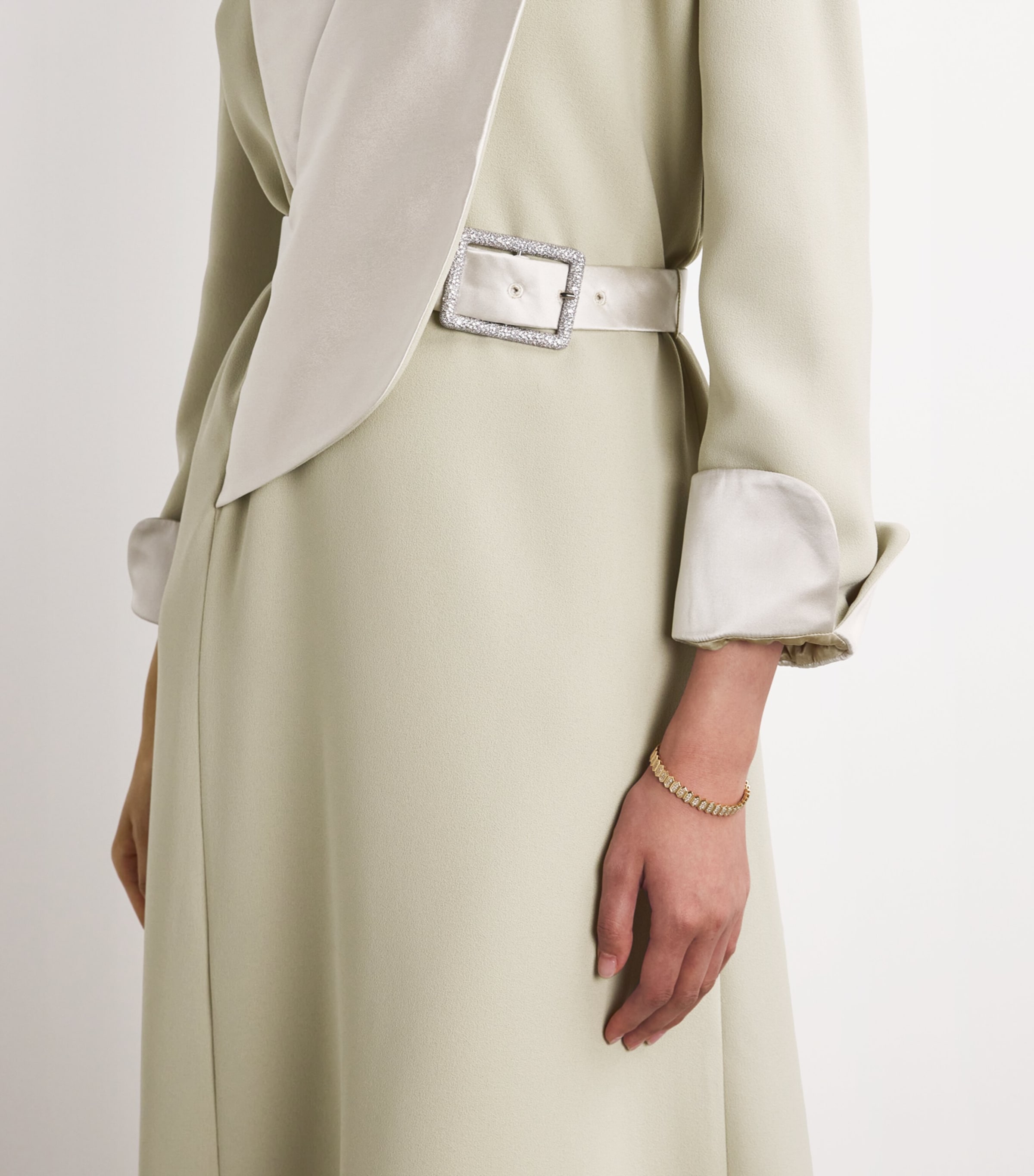 Alexis Mabille Womens Crepe Belted Gown Beige Image 6
