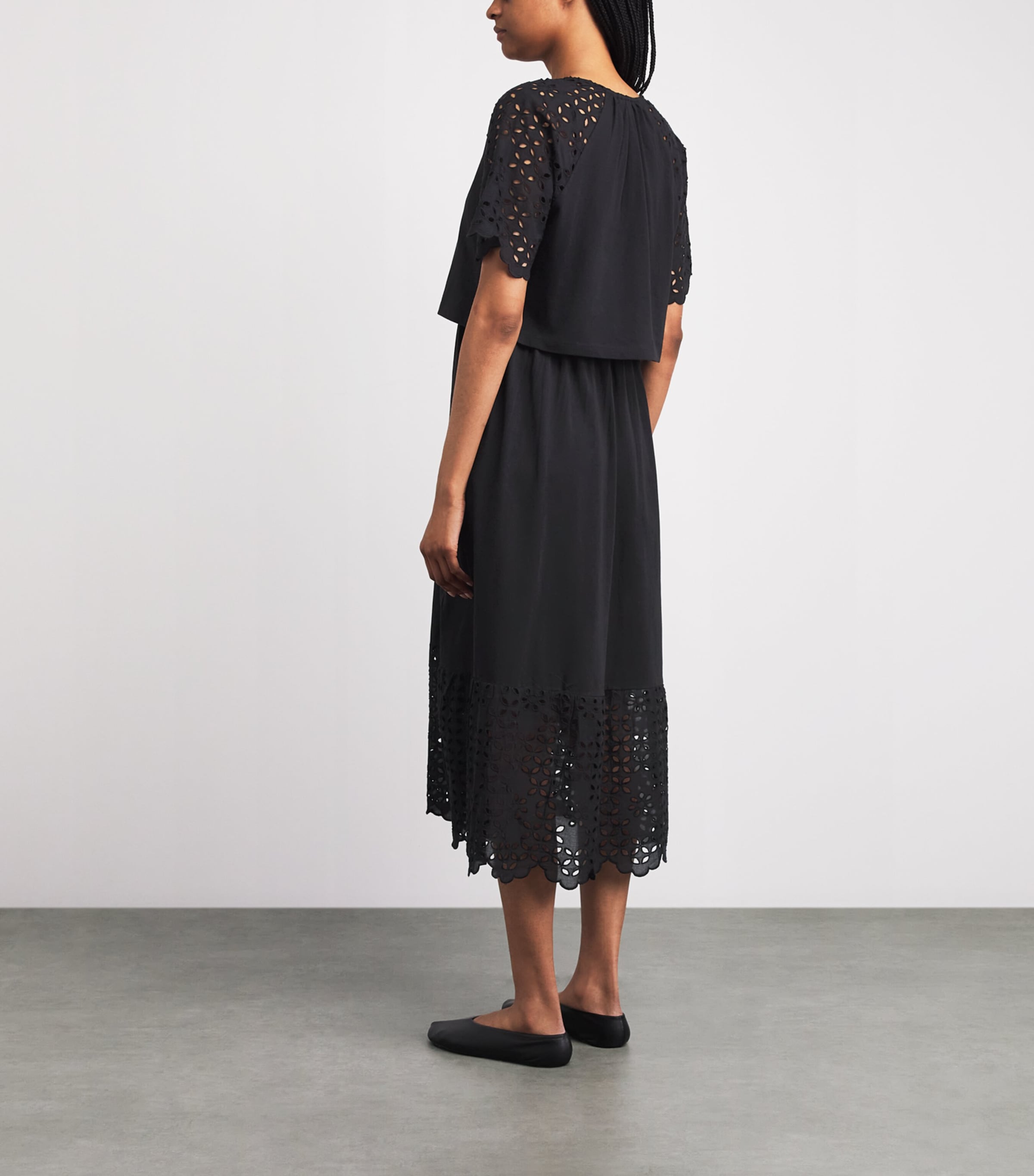 ME+EM Womens Broderie Anglaise 2-in-1 Maxi Dress Black Image 4