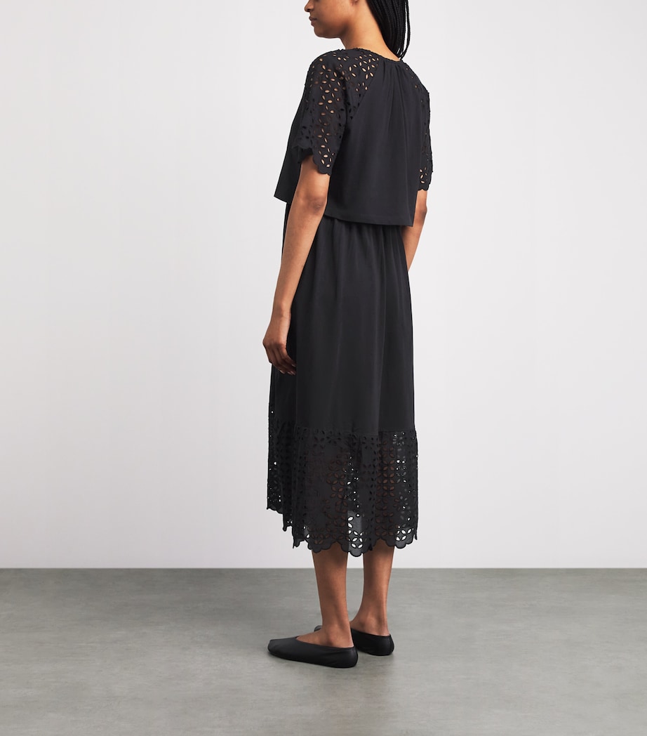 ME+EM Womens Broderie Anglaise 2-in-1 Maxi Dress Black Image 4