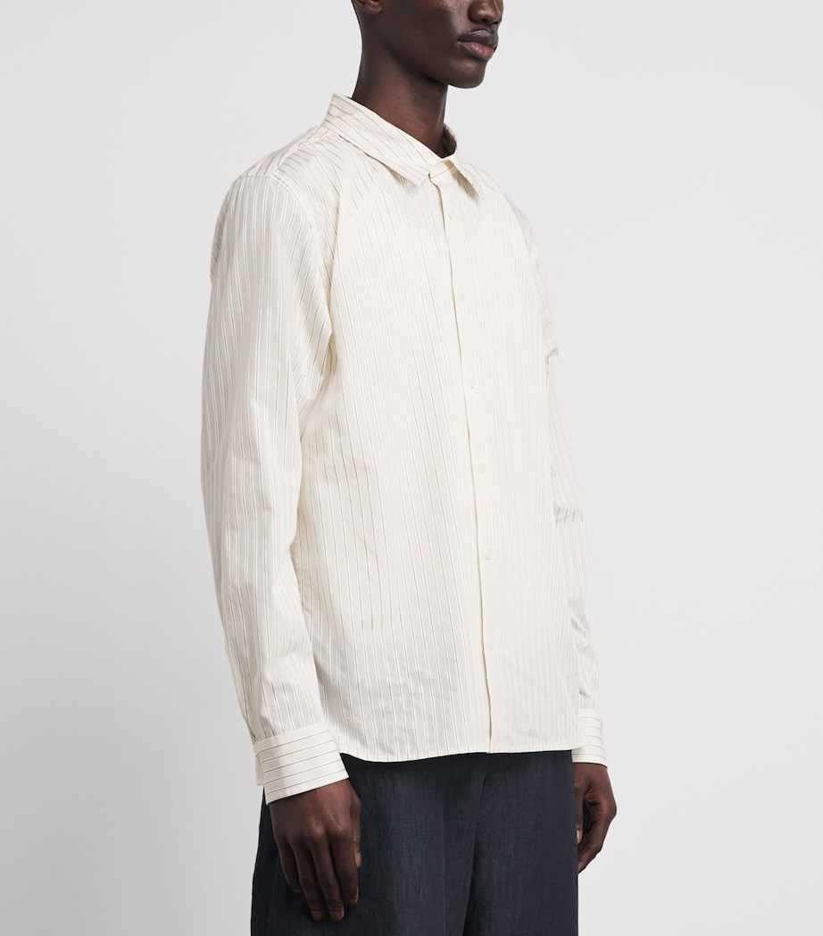 Simkhai Mens Cotton-Blend Pinstripe Shirt Ivory Stripe Image 4