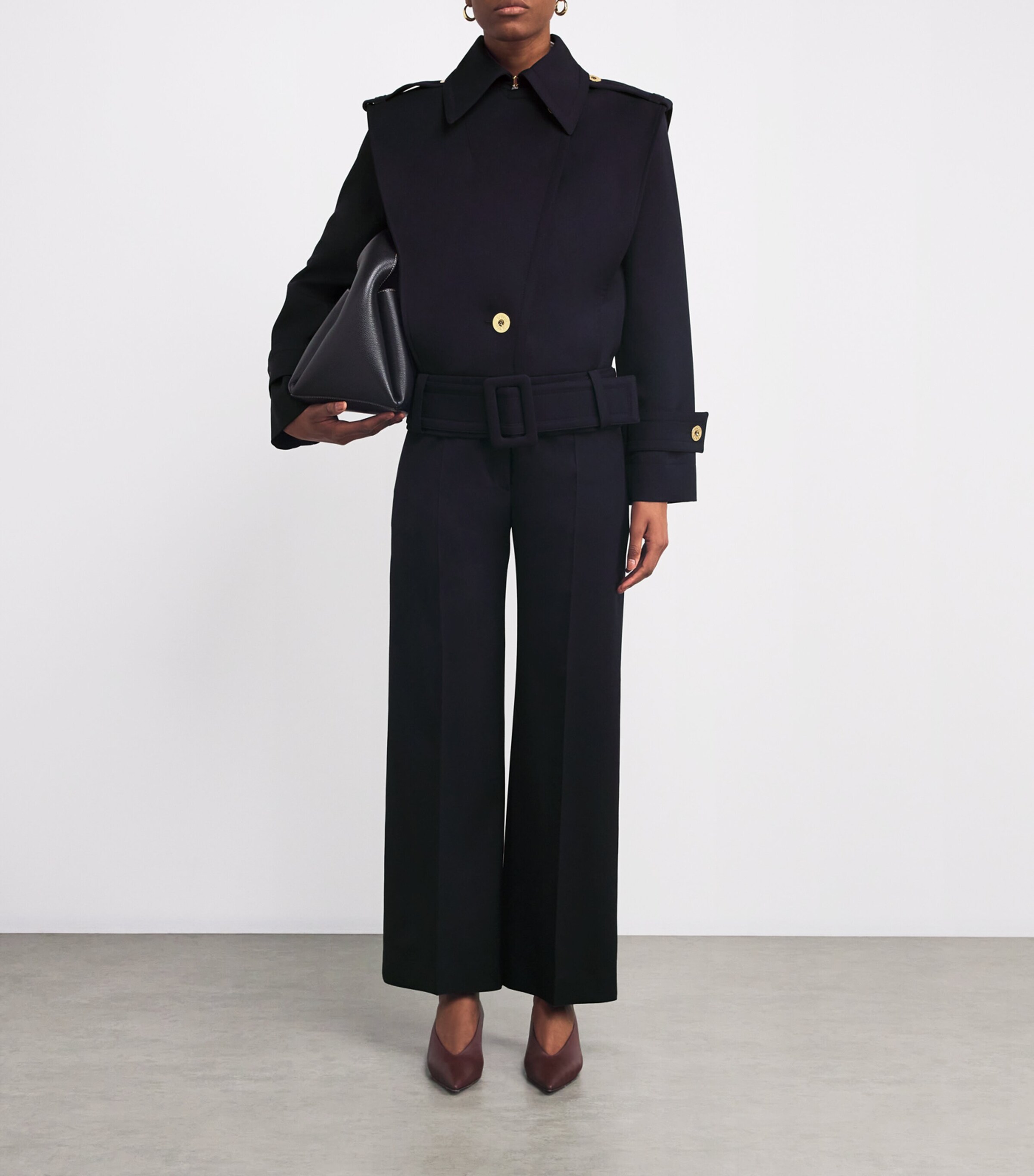 Virgin Wool Belted Jacket 699N NAVY BLACK Image 2