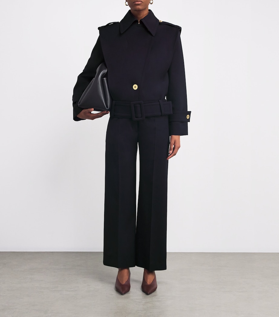 Virgin Wool Belted Jacket 699N NAVY BLACK Image 2